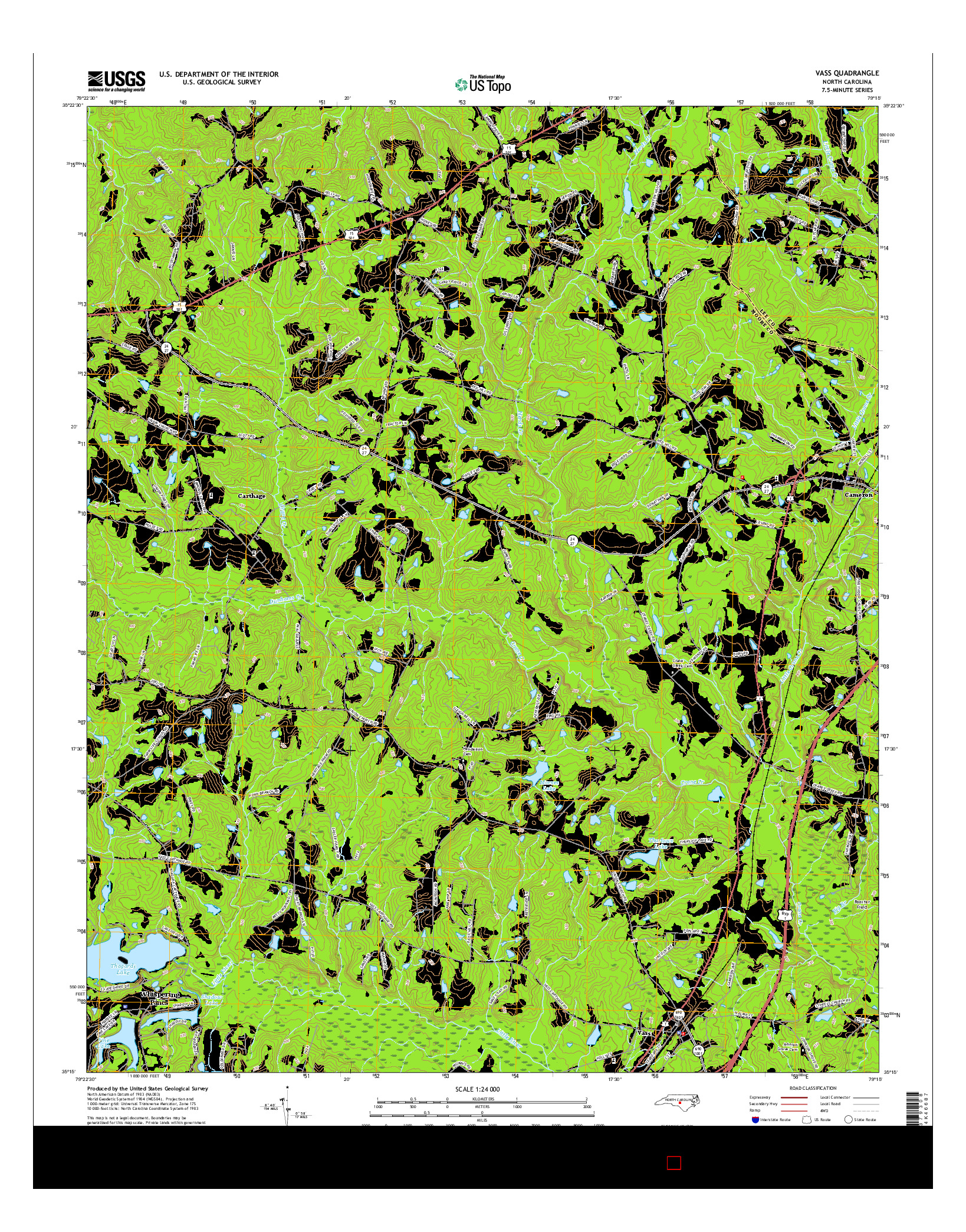 USGS US TOPO 7.5-MINUTE MAP FOR VASS, NC 2016