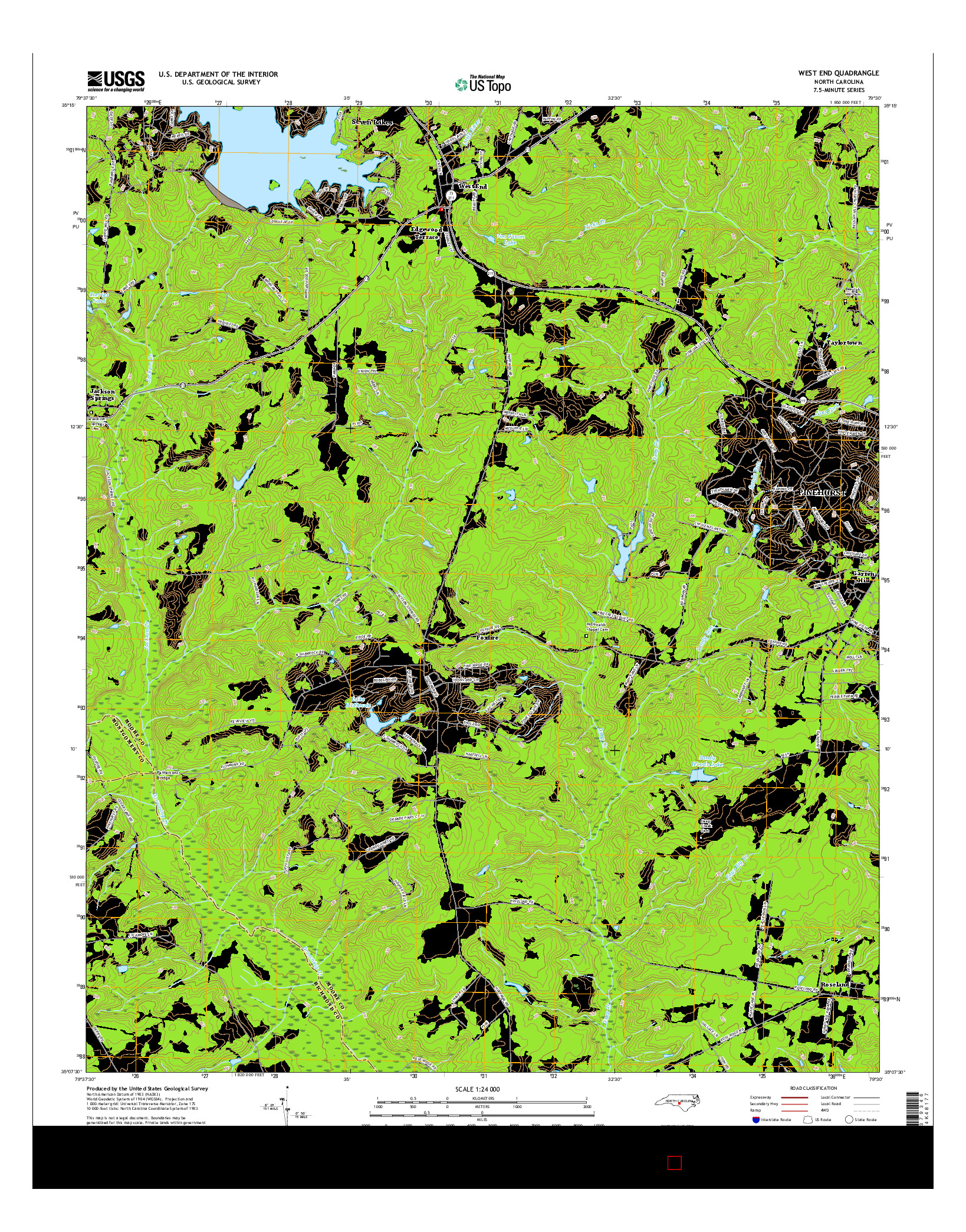 USGS US TOPO 7.5-MINUTE MAP FOR WEST END, NC 2016