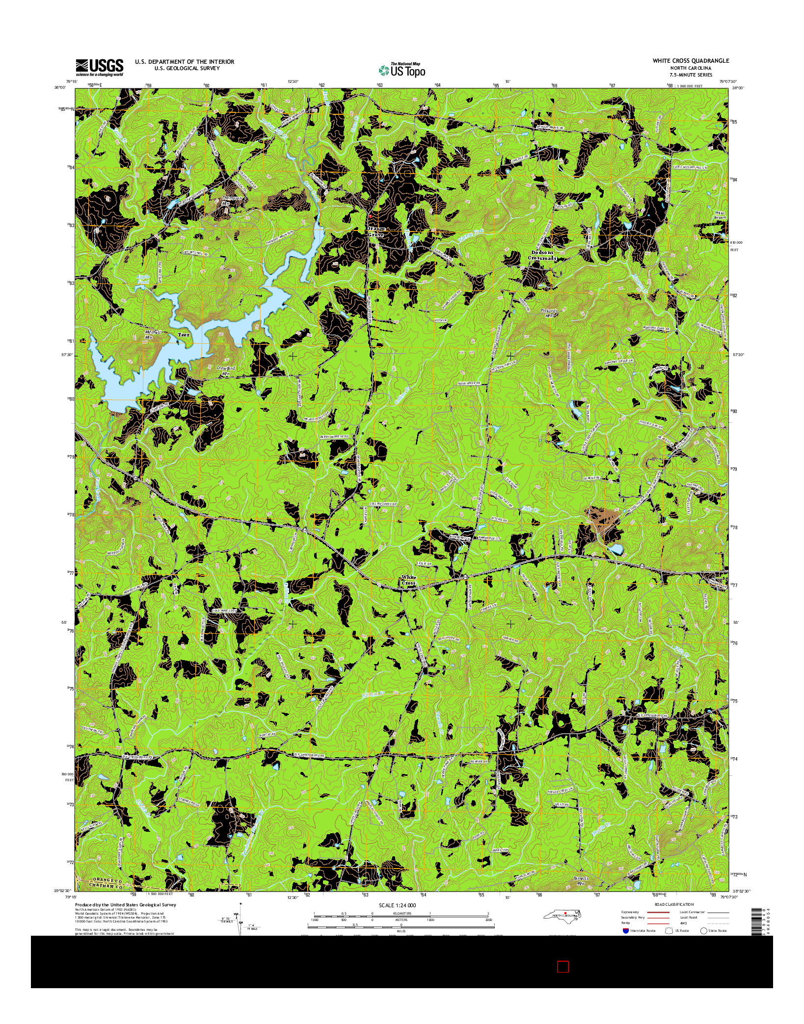 USGS US TOPO 7.5-MINUTE MAP FOR WHITE CROSS, NC 2016