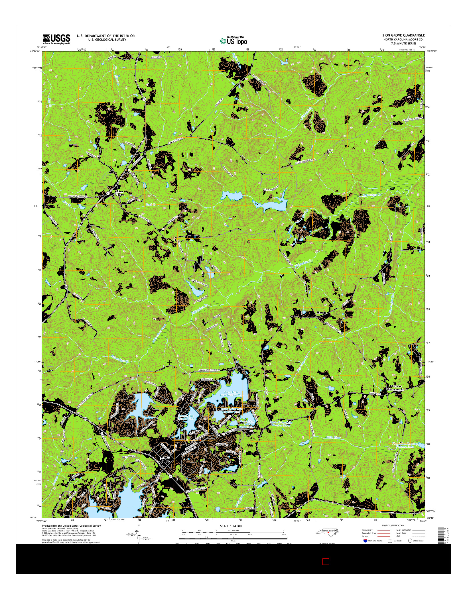 USGS US TOPO 7.5-MINUTE MAP FOR ZION GROVE, NC 2016