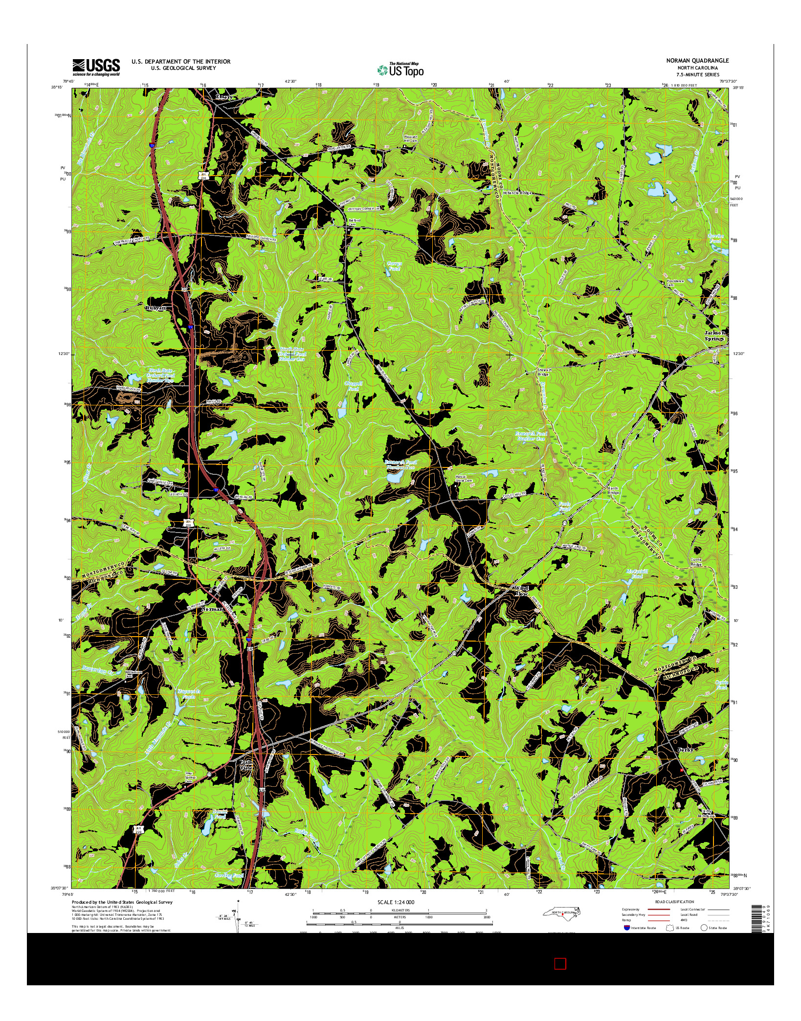 USGS US TOPO 7.5-MINUTE MAP FOR NORMAN, NC 2016