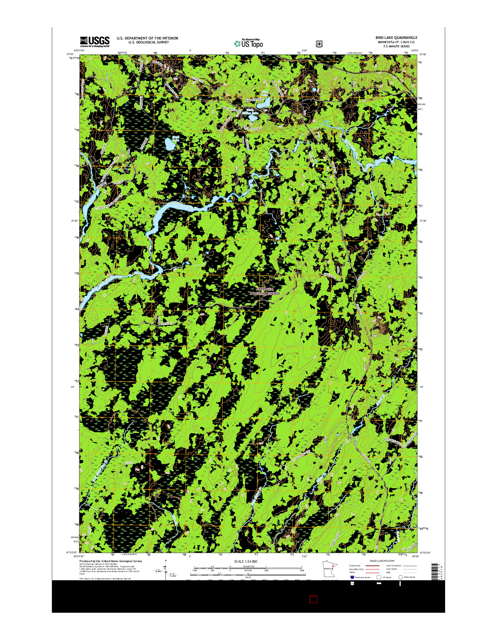 USGS US TOPO 7.5-MINUTE MAP FOR BIRD LAKE, MN 2016