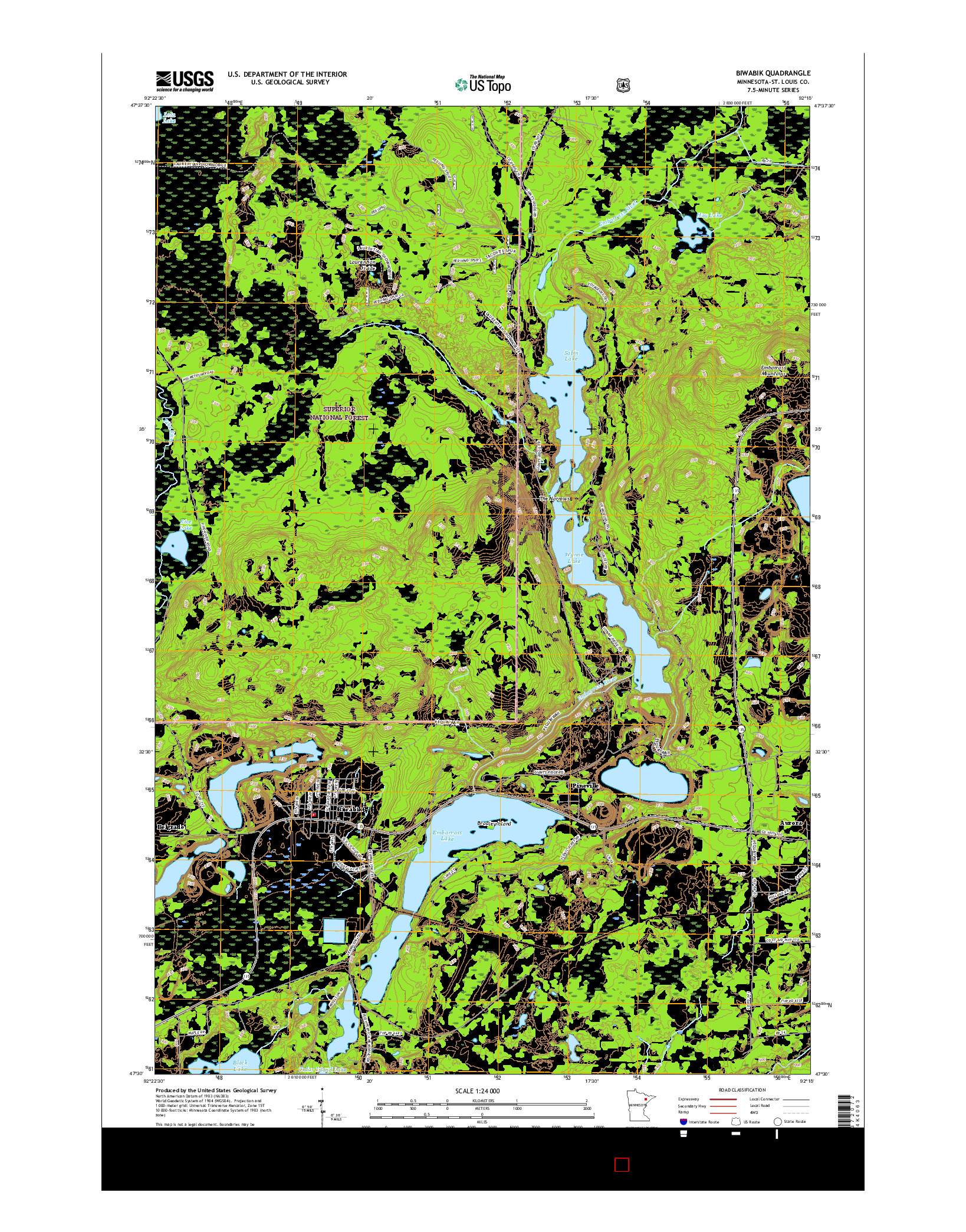 USGS US TOPO 7.5-MINUTE MAP FOR BIWABIK, MN 2016