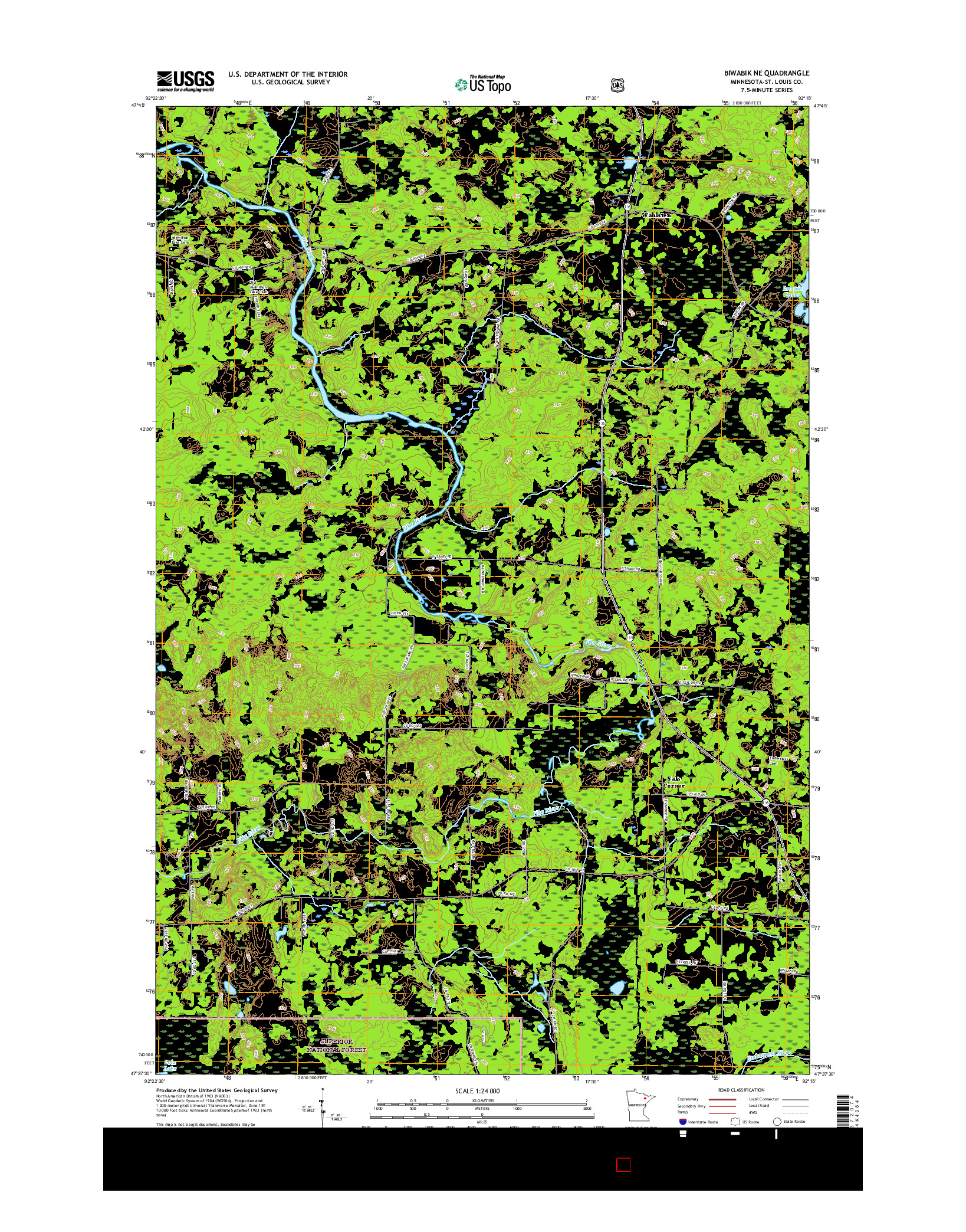 USGS US TOPO 7.5-MINUTE MAP FOR BIWABIK NE, MN 2016