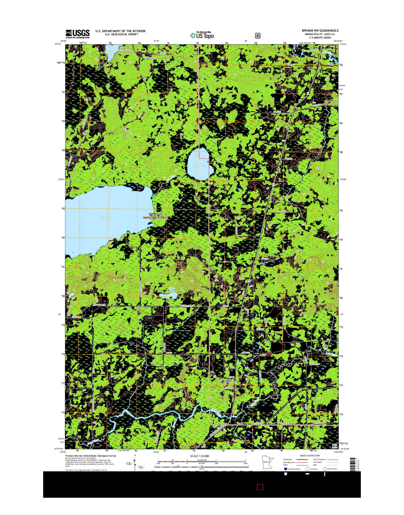 USGS US TOPO 7.5-MINUTE MAP FOR BIWABIK NW, MN 2016