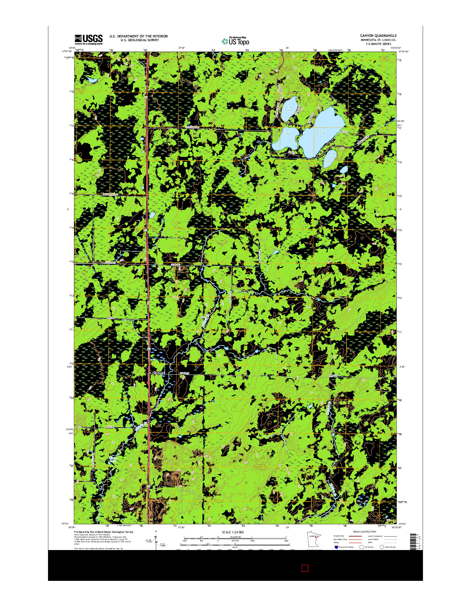 USGS US TOPO 7.5-MINUTE MAP FOR CANYON, MN 2016