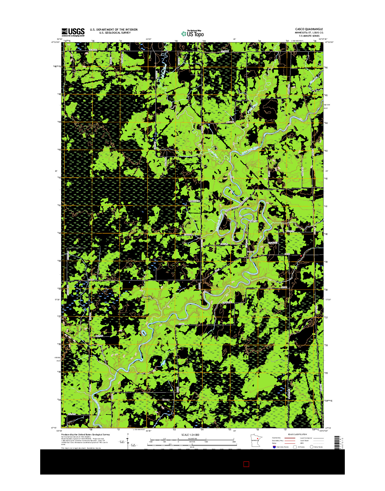 USGS US TOPO 7.5-MINUTE MAP FOR CASCO, MN 2016