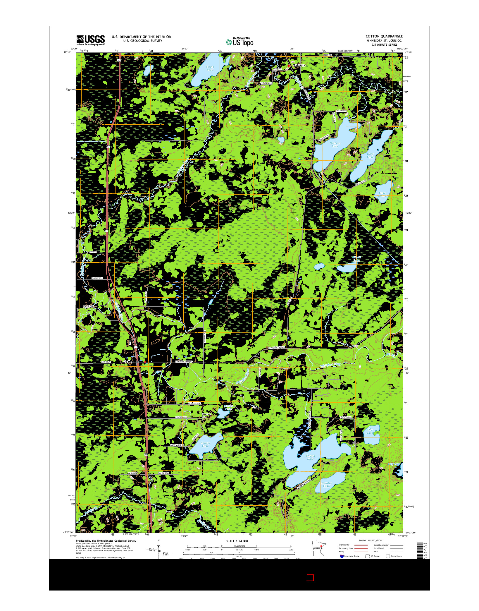 USGS US TOPO 7.5-MINUTE MAP FOR COTTON, MN 2016