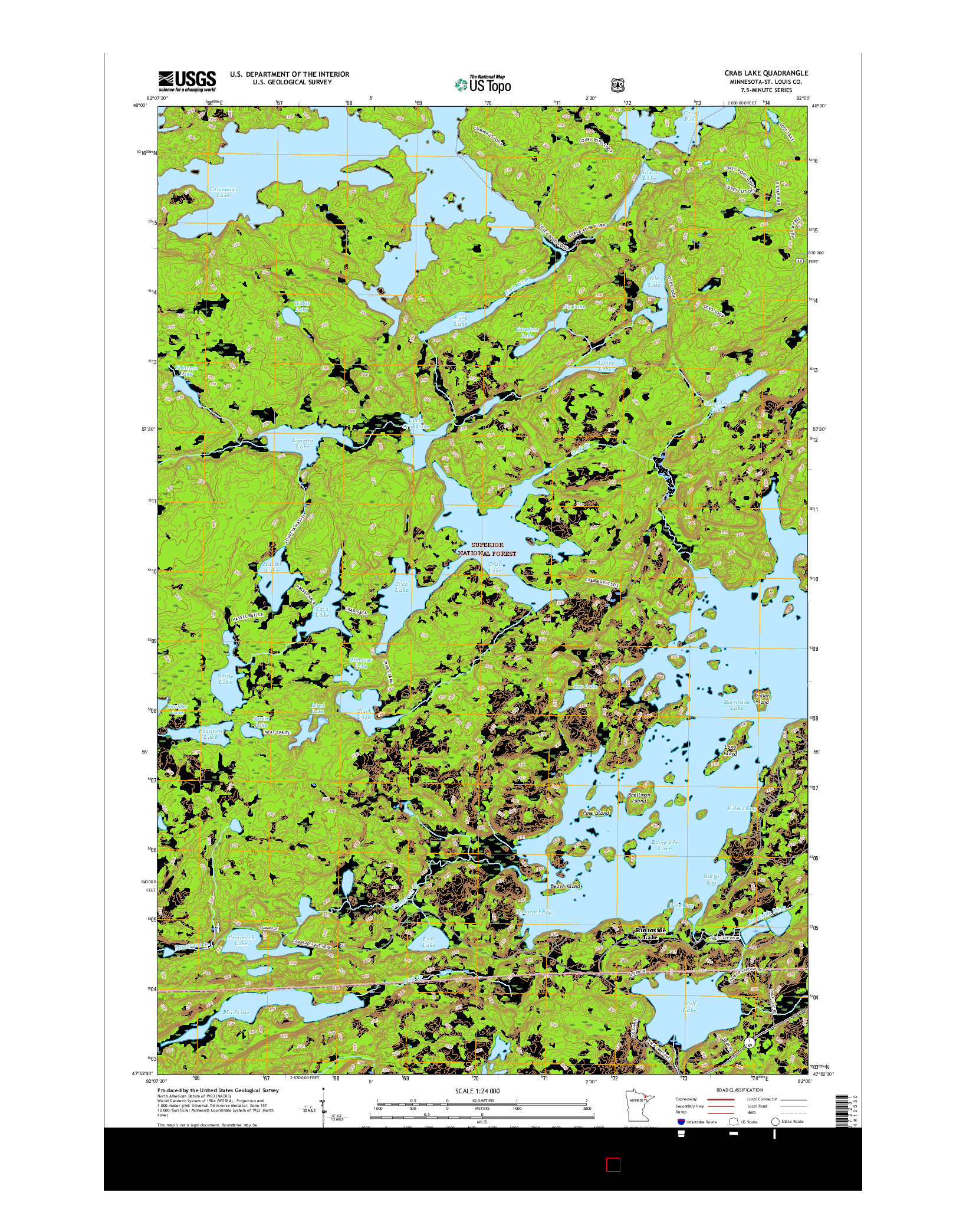 USGS US TOPO 7.5-MINUTE MAP FOR CRAB LAKE, MN 2016