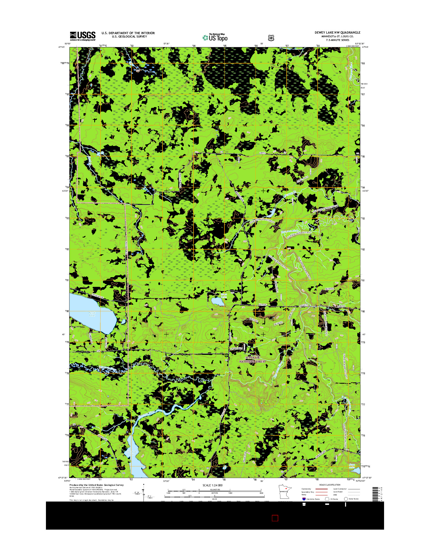 USGS US TOPO 7.5-MINUTE MAP FOR DEWEY LAKE NW, MN 2016