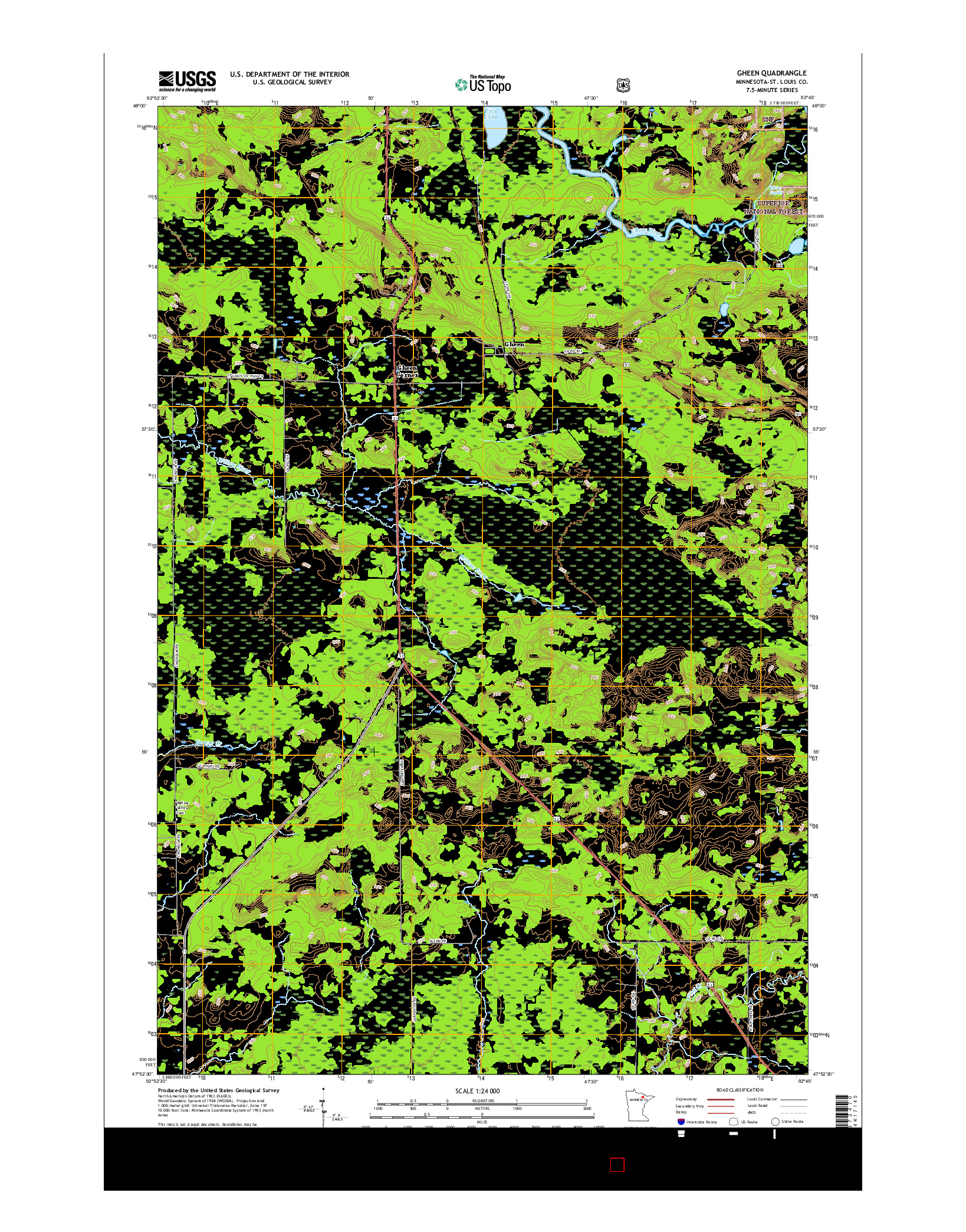 USGS US TOPO 7.5-MINUTE MAP FOR GHEEN, MN 2016