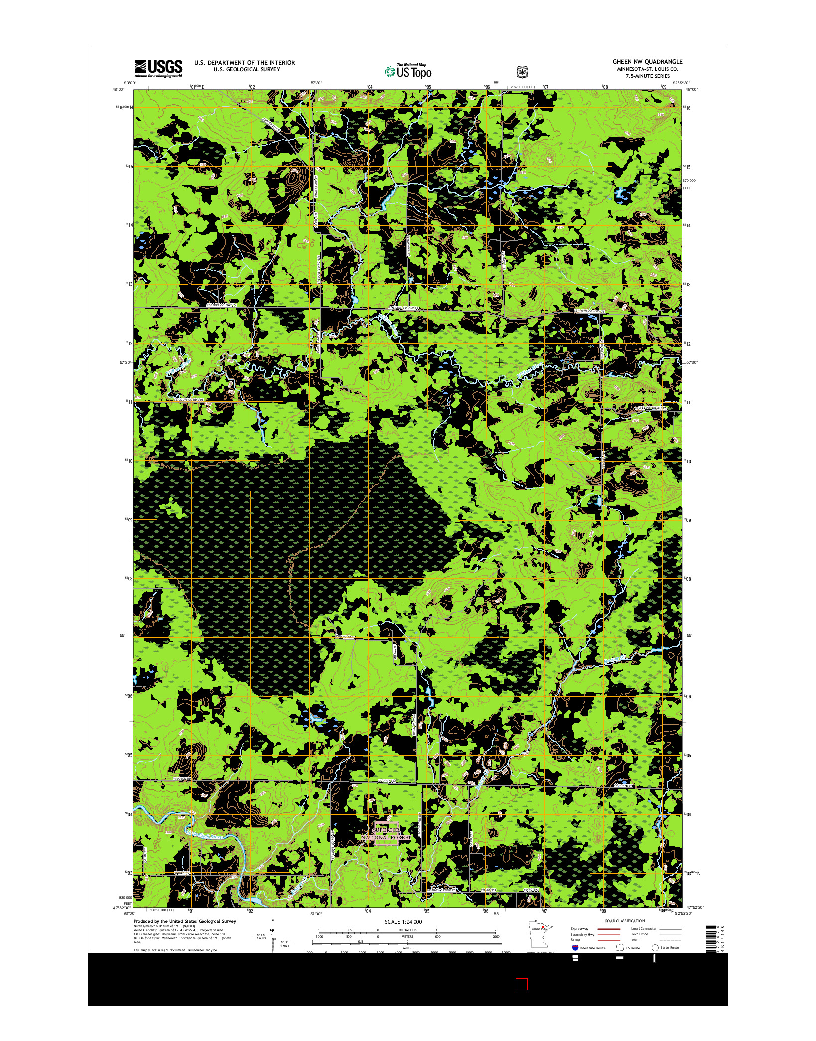 USGS US TOPO 7.5-MINUTE MAP FOR GHEEN NW, MN 2016