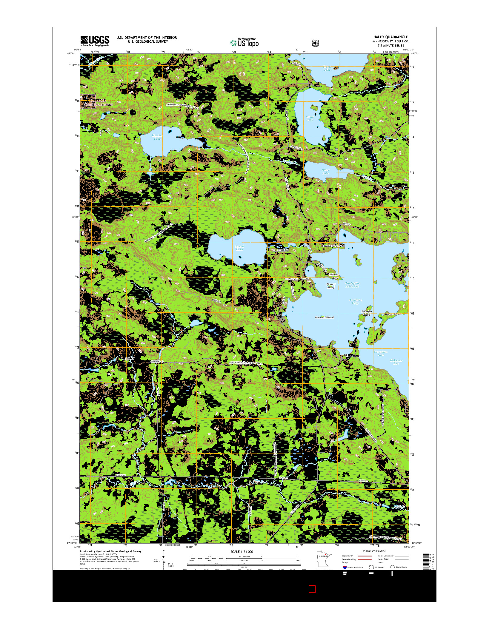 USGS US TOPO 7.5-MINUTE MAP FOR HALEY, MN 2016