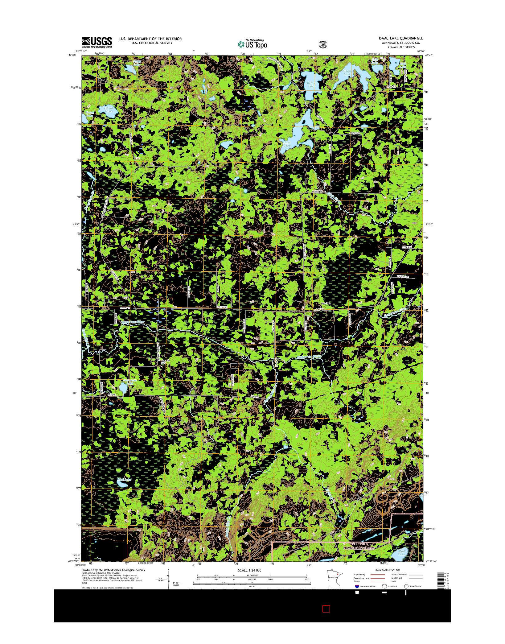 USGS US TOPO 7.5-MINUTE MAP FOR ISAAC LAKE, MN 2016