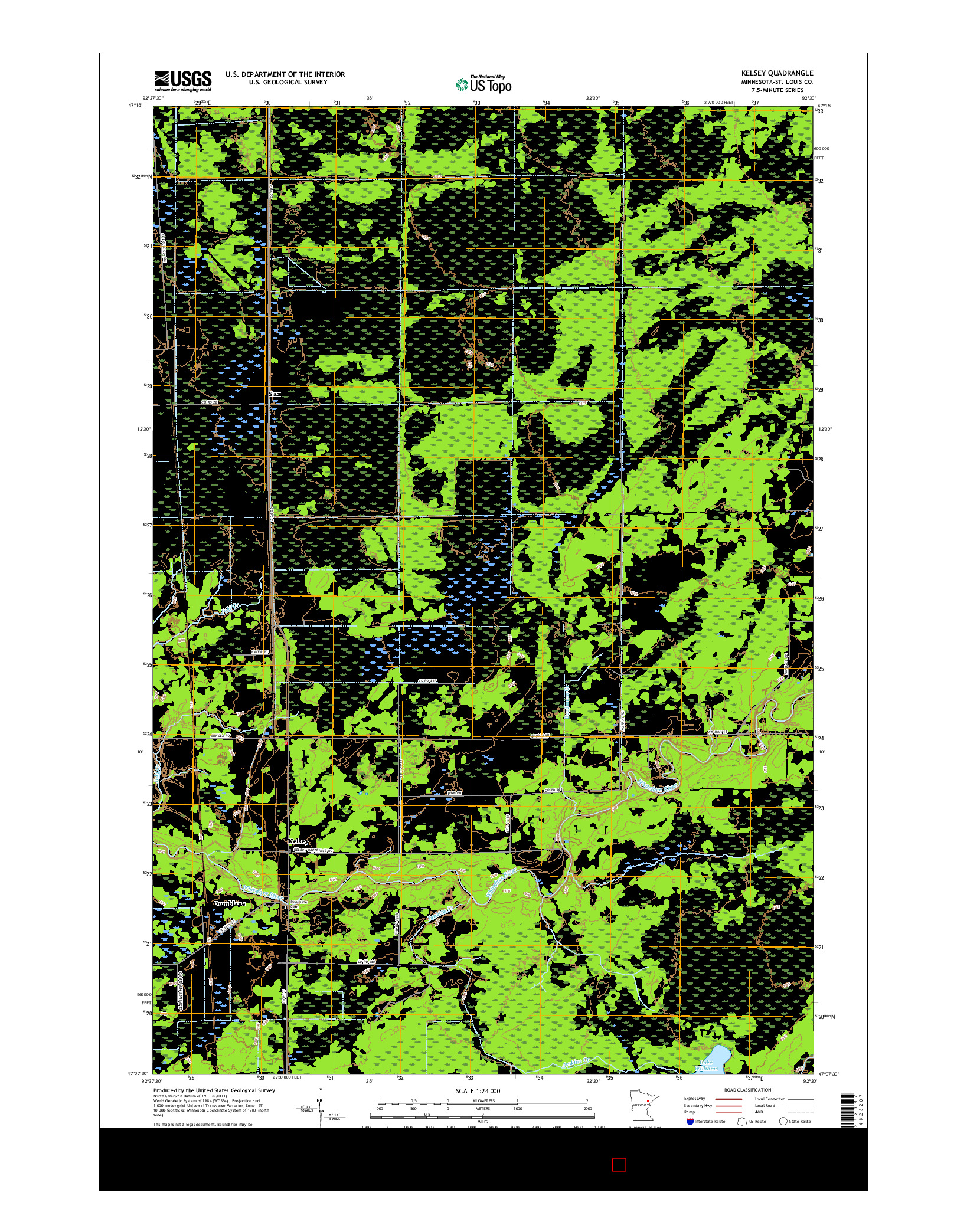 USGS US TOPO 7.5-MINUTE MAP FOR KELSEY, MN 2016