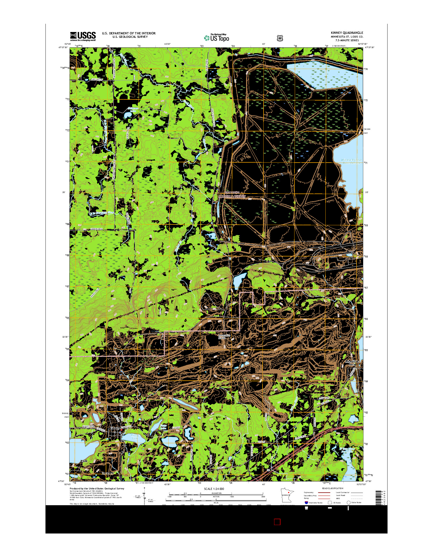 USGS US TOPO 7.5-MINUTE MAP FOR KINNEY, MN 2016