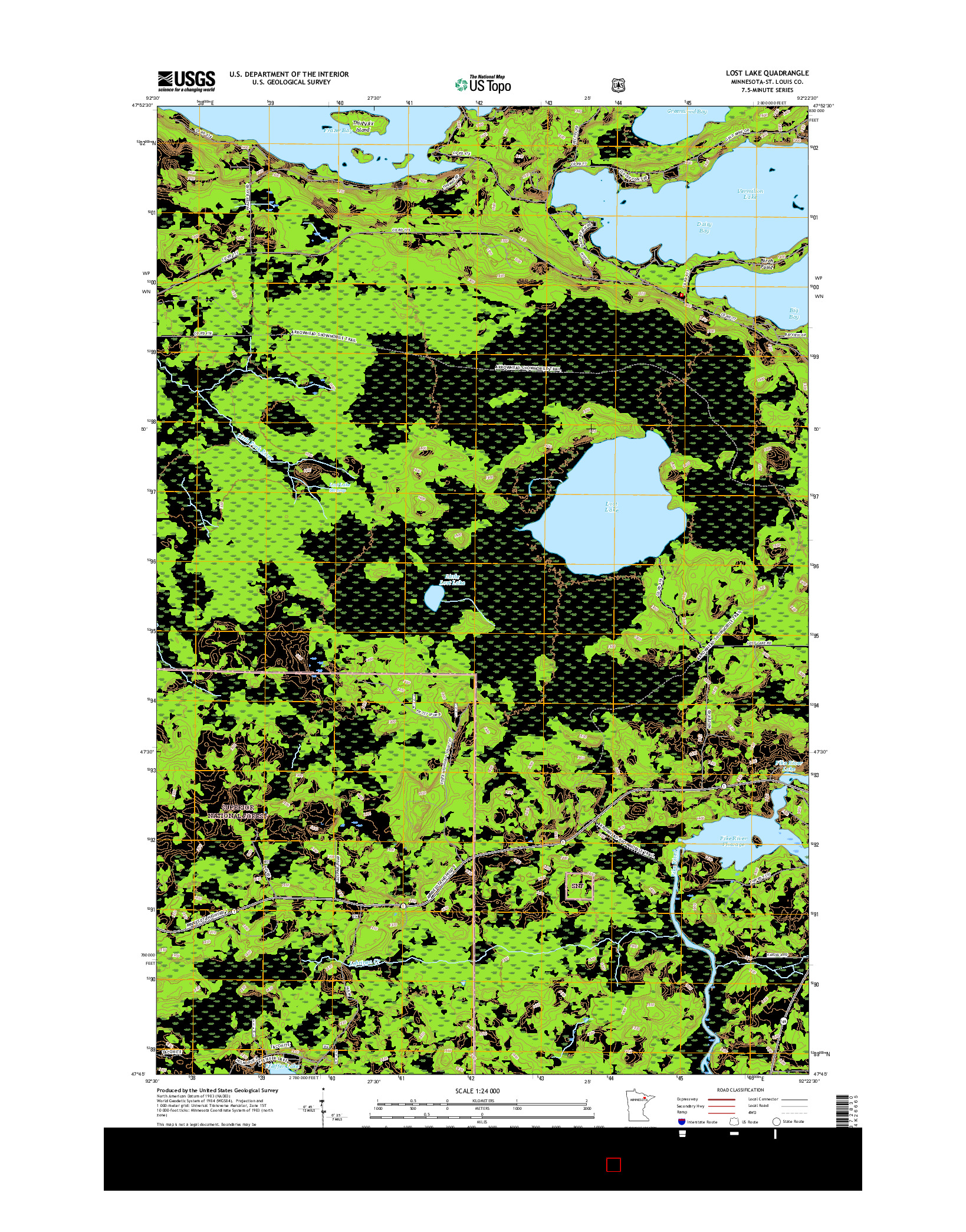 USGS US TOPO 7.5-MINUTE MAP FOR LOST LAKE, MN 2016