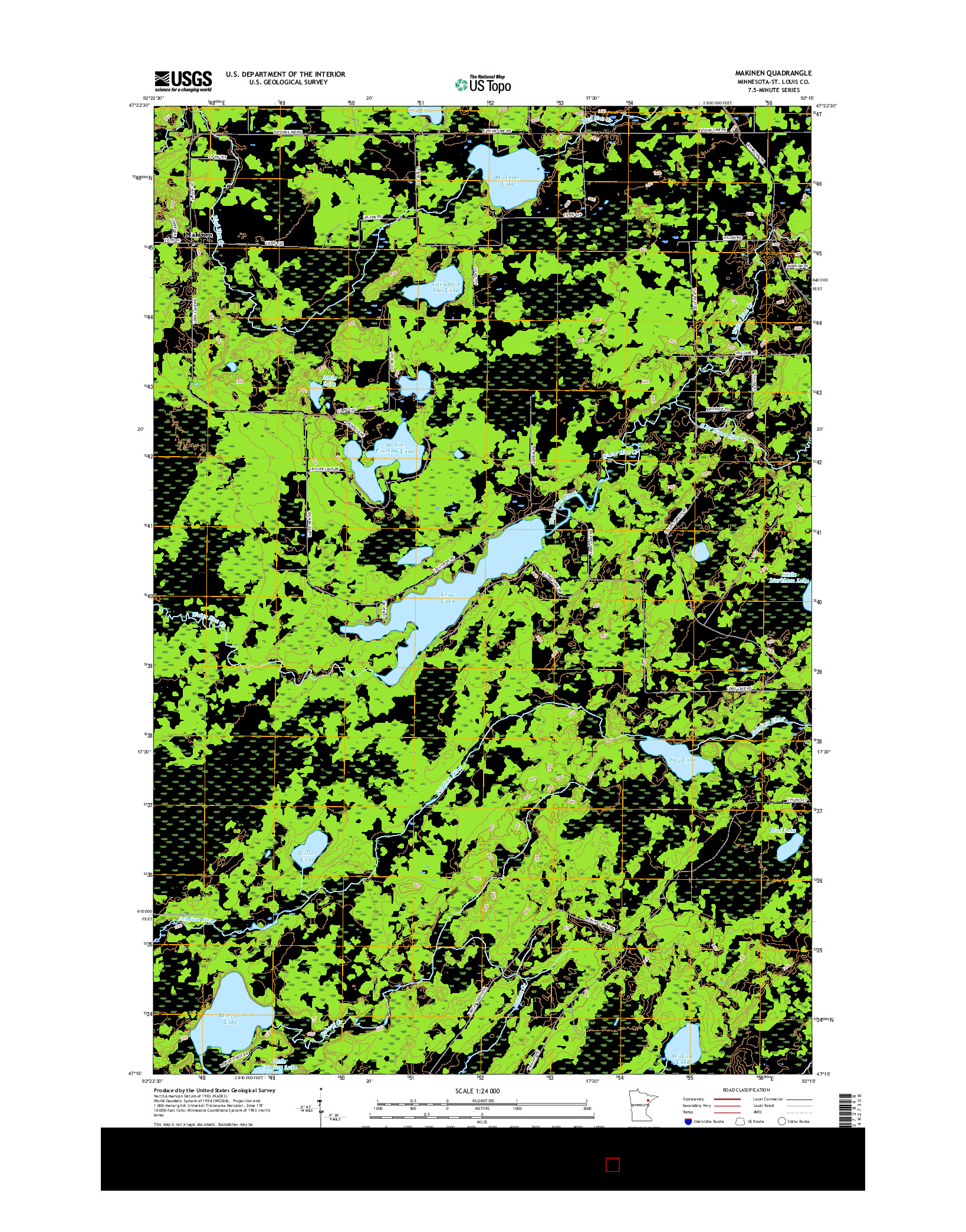 USGS US TOPO 7.5-MINUTE MAP FOR MAKINEN, MN 2016