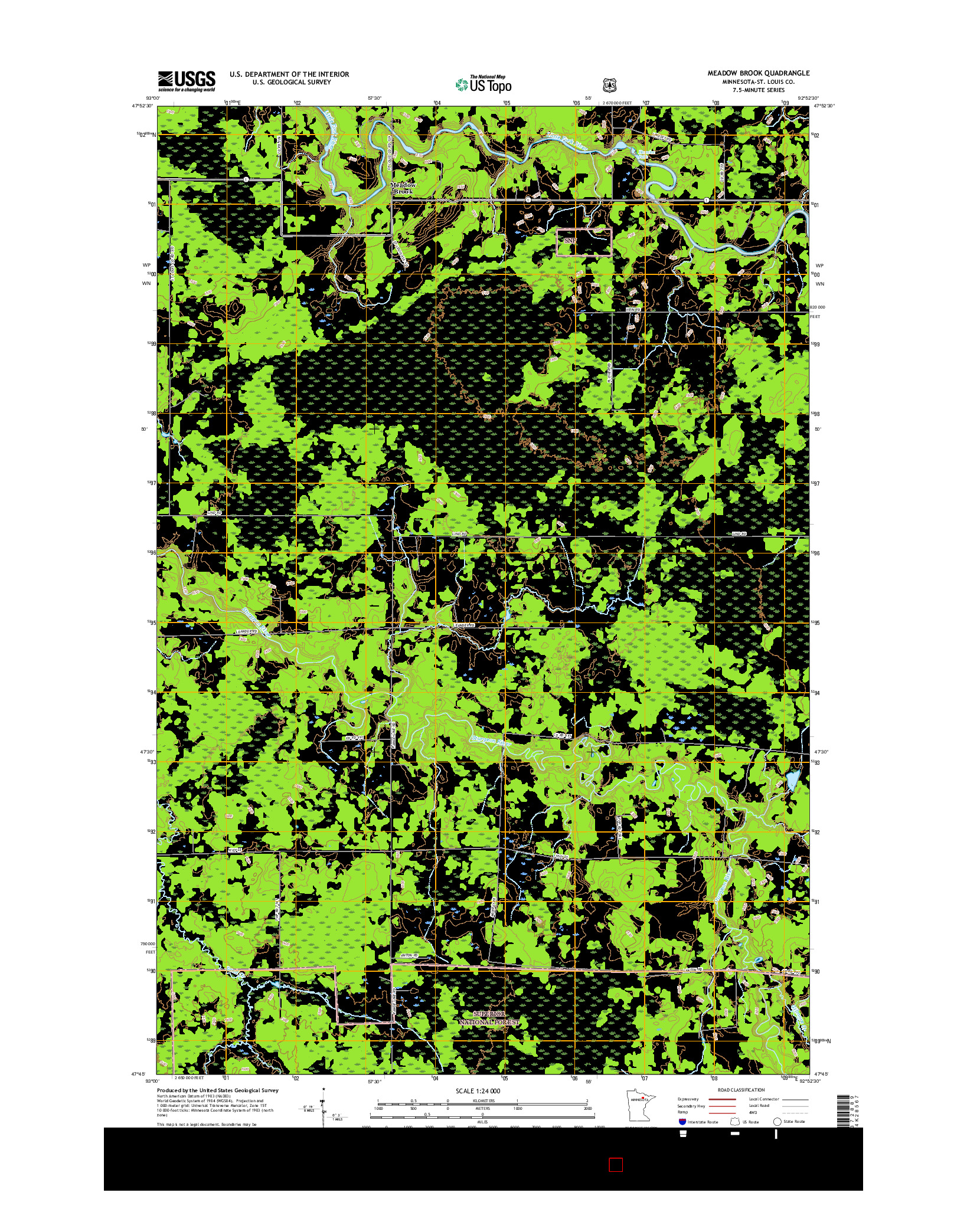 USGS US TOPO 7.5-MINUTE MAP FOR MEADOW BROOK, MN 2016