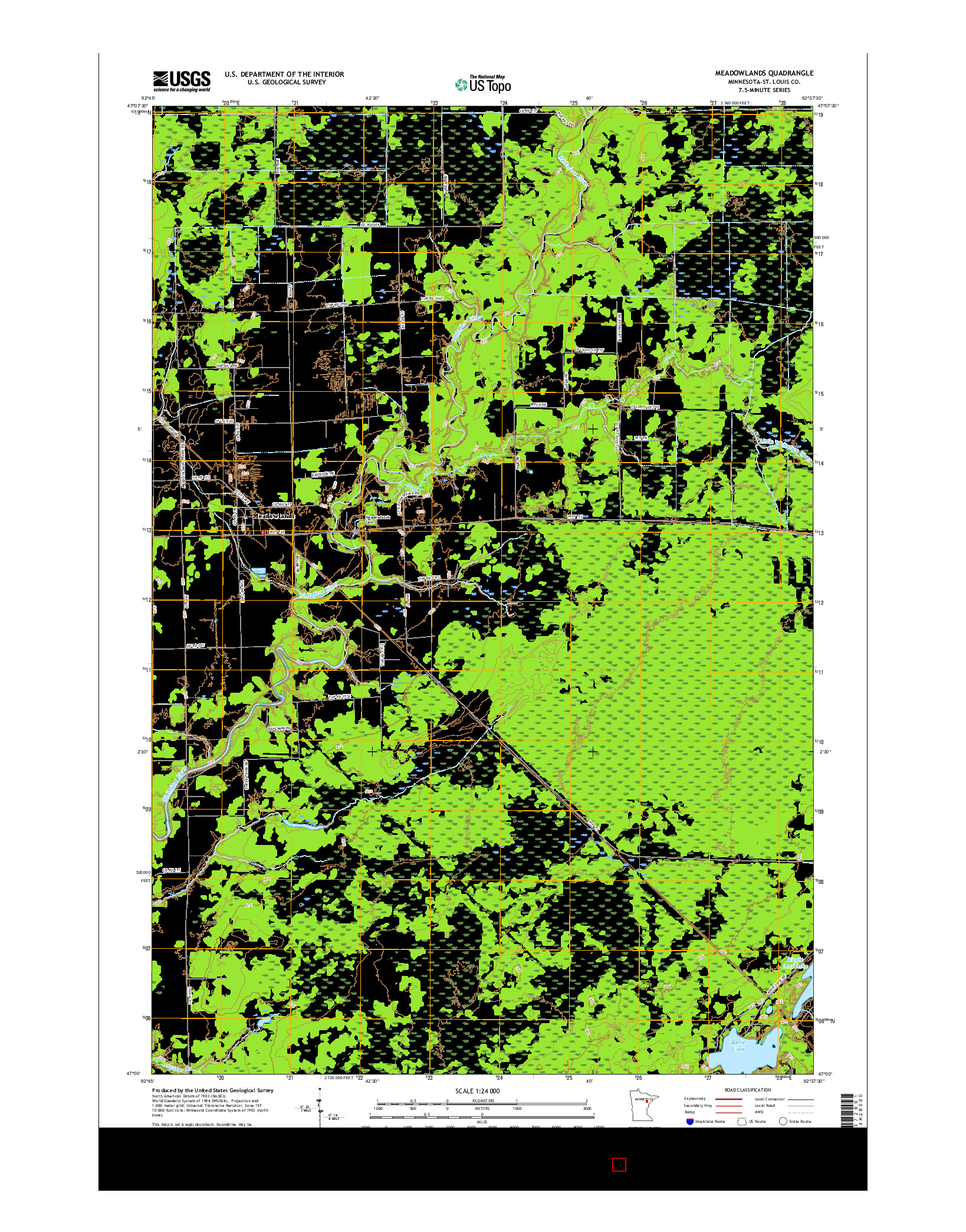 USGS US TOPO 7.5-MINUTE MAP FOR MEADOWLANDS, MN 2016