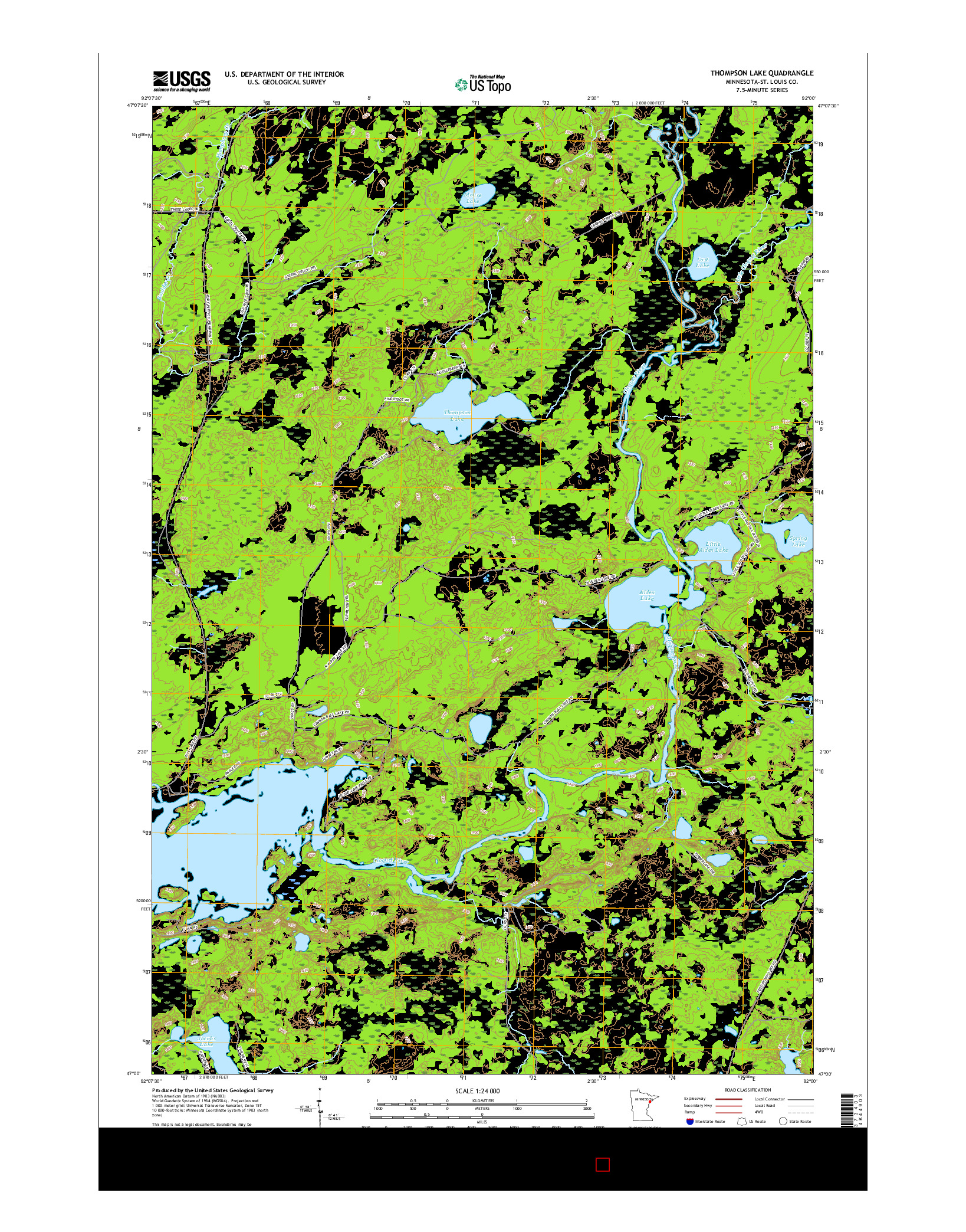 USGS US TOPO 7.5-MINUTE MAP FOR THOMPSON LAKE, MN 2016