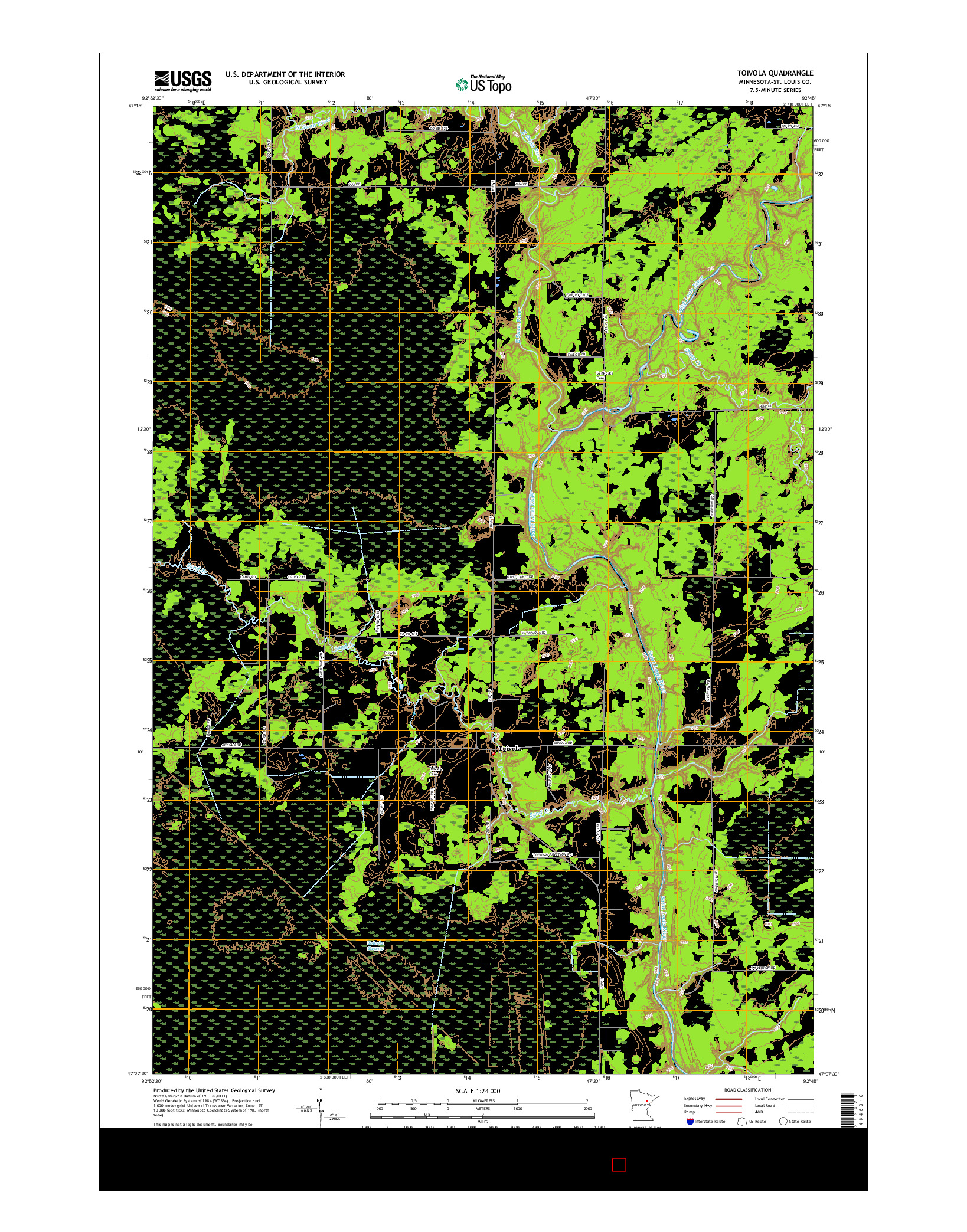 USGS US TOPO 7.5-MINUTE MAP FOR TOIVOLA, MN 2016