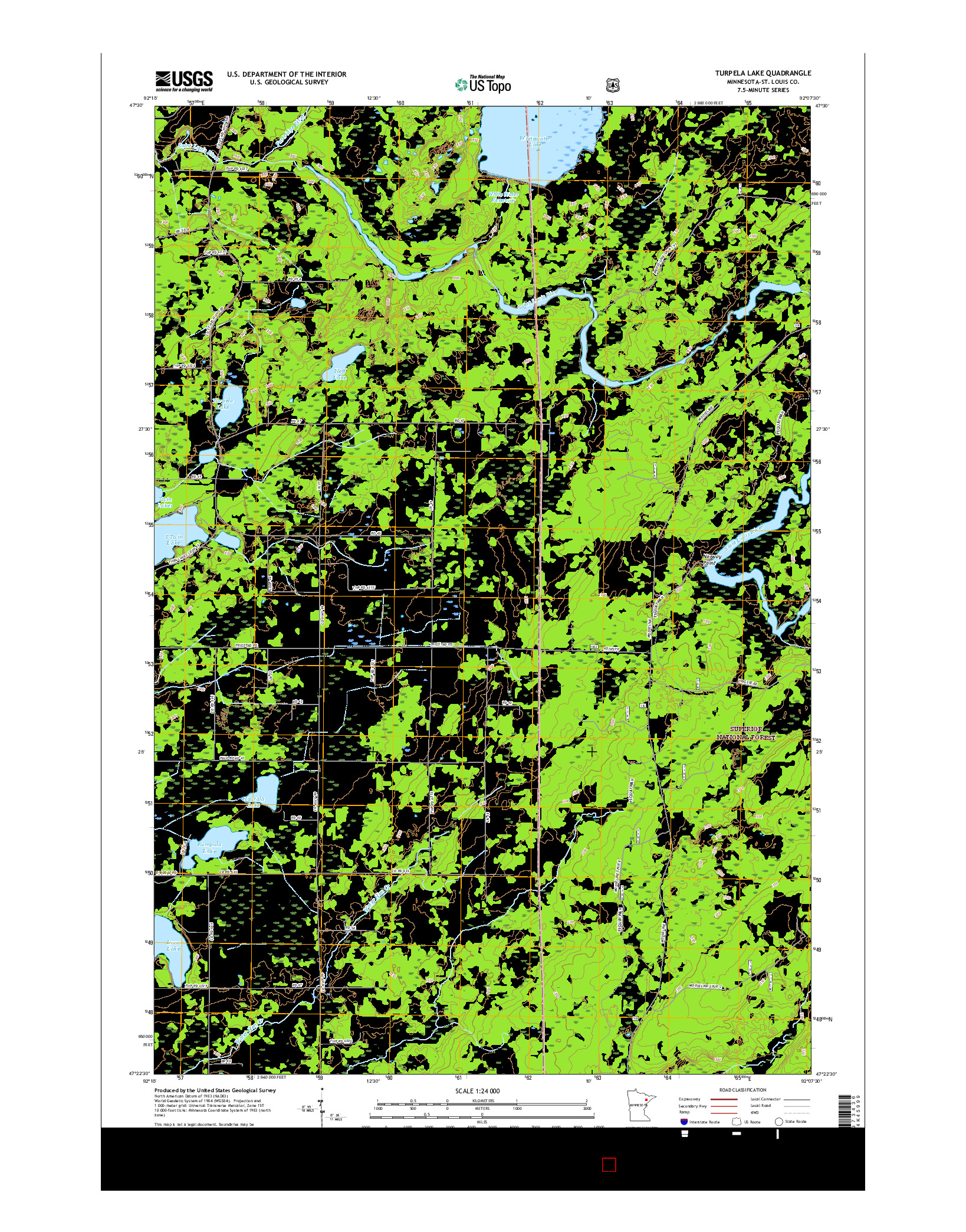 USGS US TOPO 7.5-MINUTE MAP FOR TURPELA LAKE, MN 2016