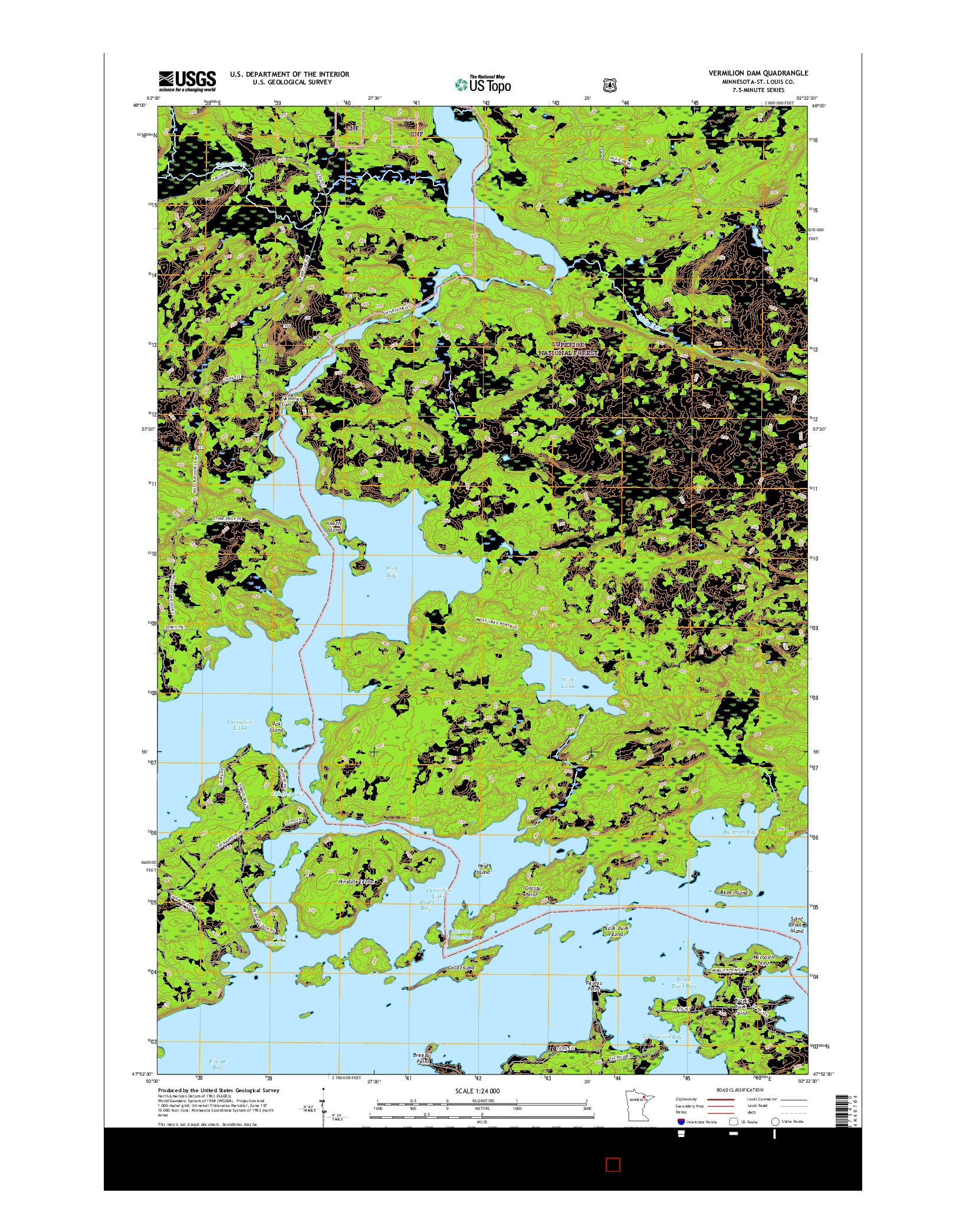 USGS US TOPO 7.5-MINUTE MAP FOR VERMILION DAM, MN 2016