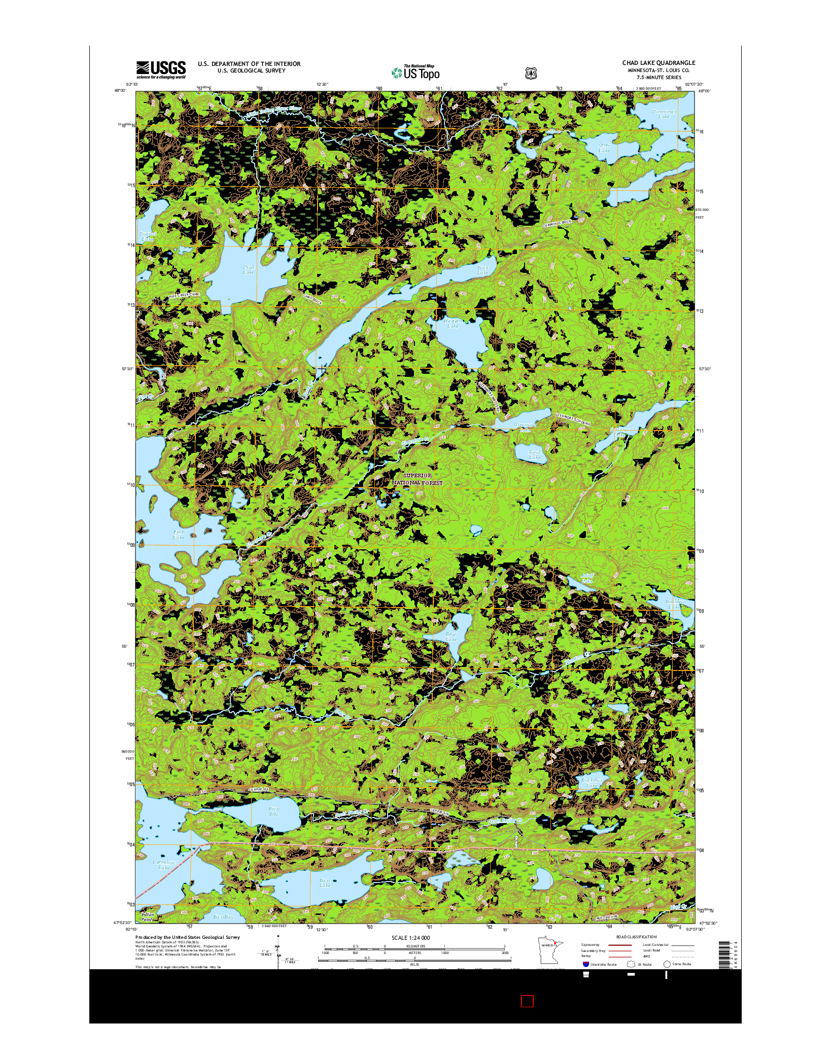 USGS US TOPO 7.5-MINUTE MAP FOR CHAD LAKE, MN 2016