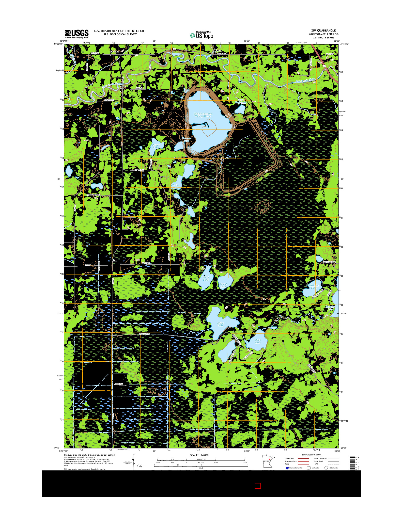 USGS US TOPO 7.5-MINUTE MAP FOR ZIM, MN 2016