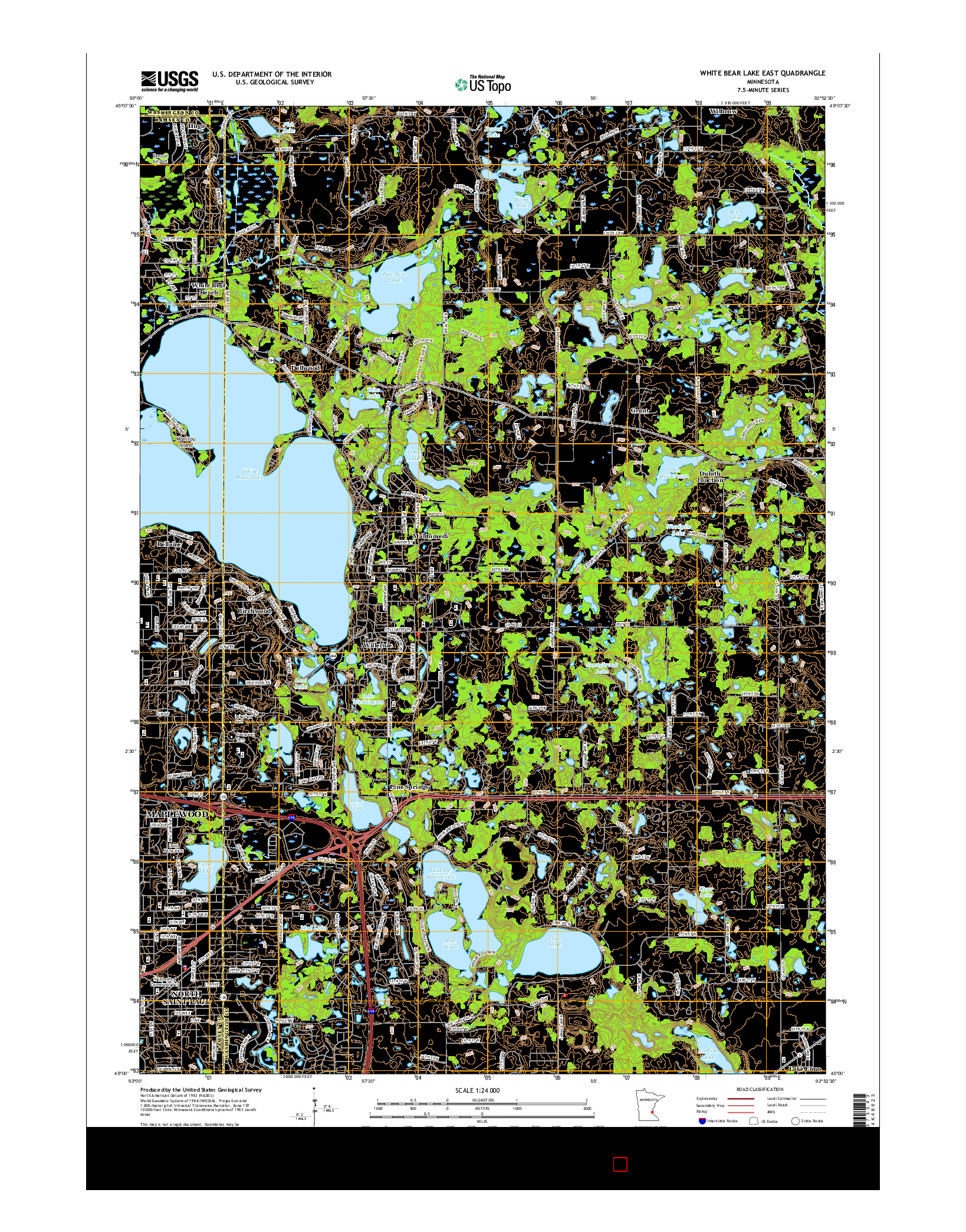 USGS US TOPO 7.5-MINUTE MAP FOR WHITE BEAR LAKE EAST, MN 2016