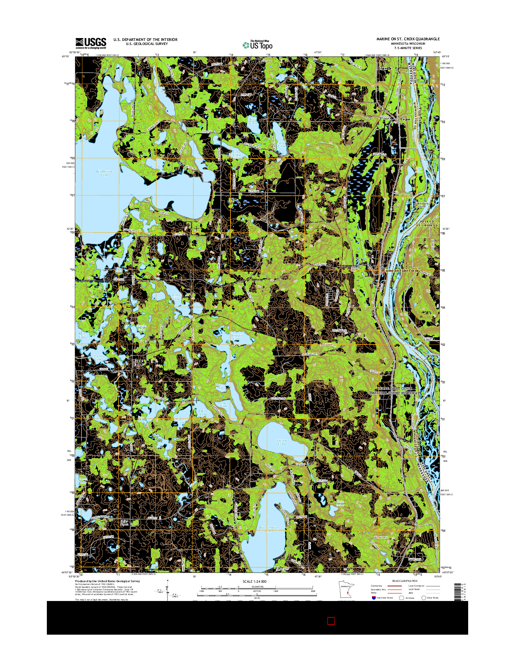 USGS US TOPO 7.5-MINUTE MAP FOR MARINE ON ST. CROIX, MN-WI 2016