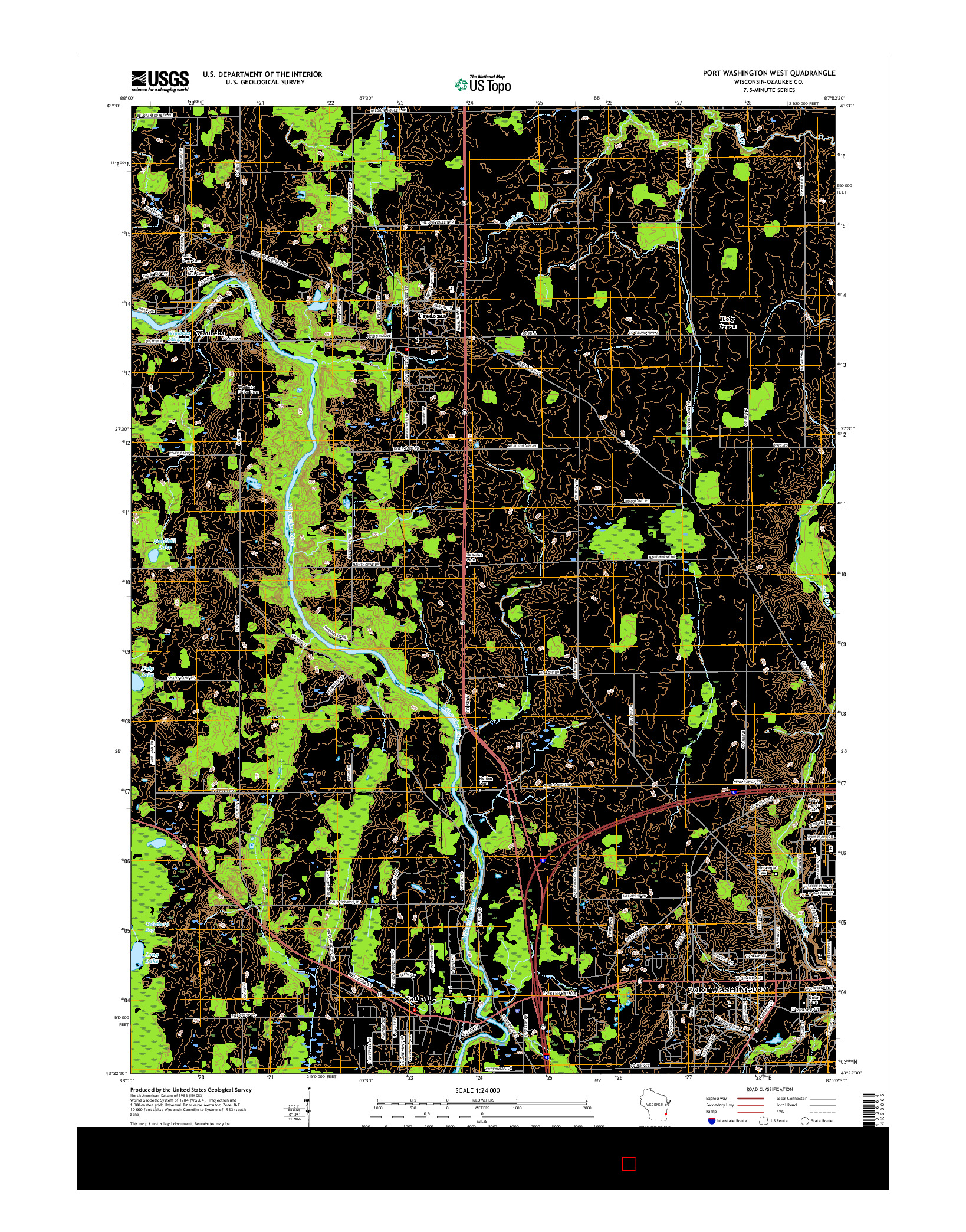 USGS US TOPO 7.5-MINUTE MAP FOR PORT WASHINGTON WEST, WI 2016