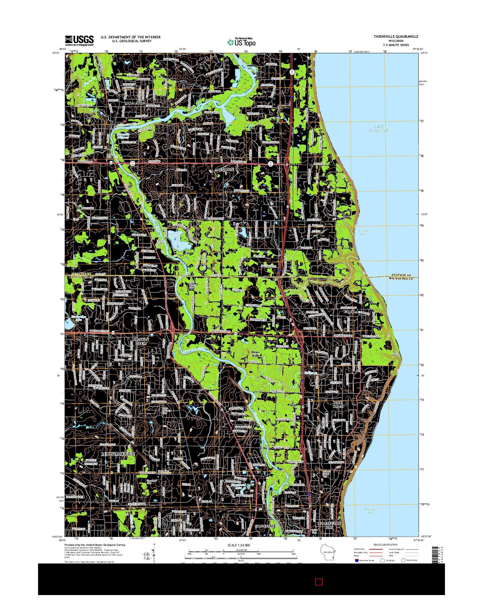 USGS US TOPO 7.5-MINUTE MAP FOR THIENSVILLE, WI 2016