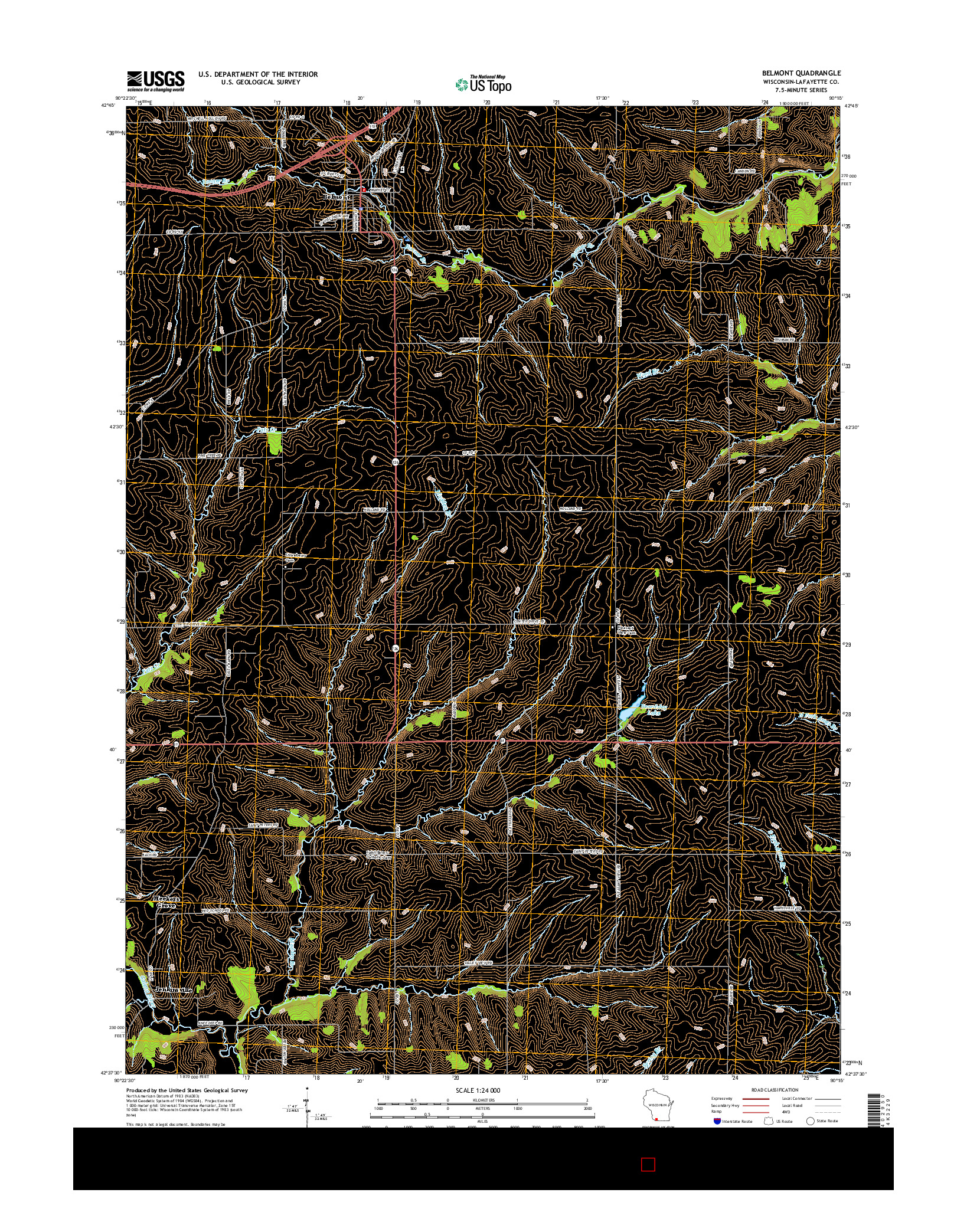USGS US TOPO 7.5-MINUTE MAP FOR BELMONT, WI 2016
