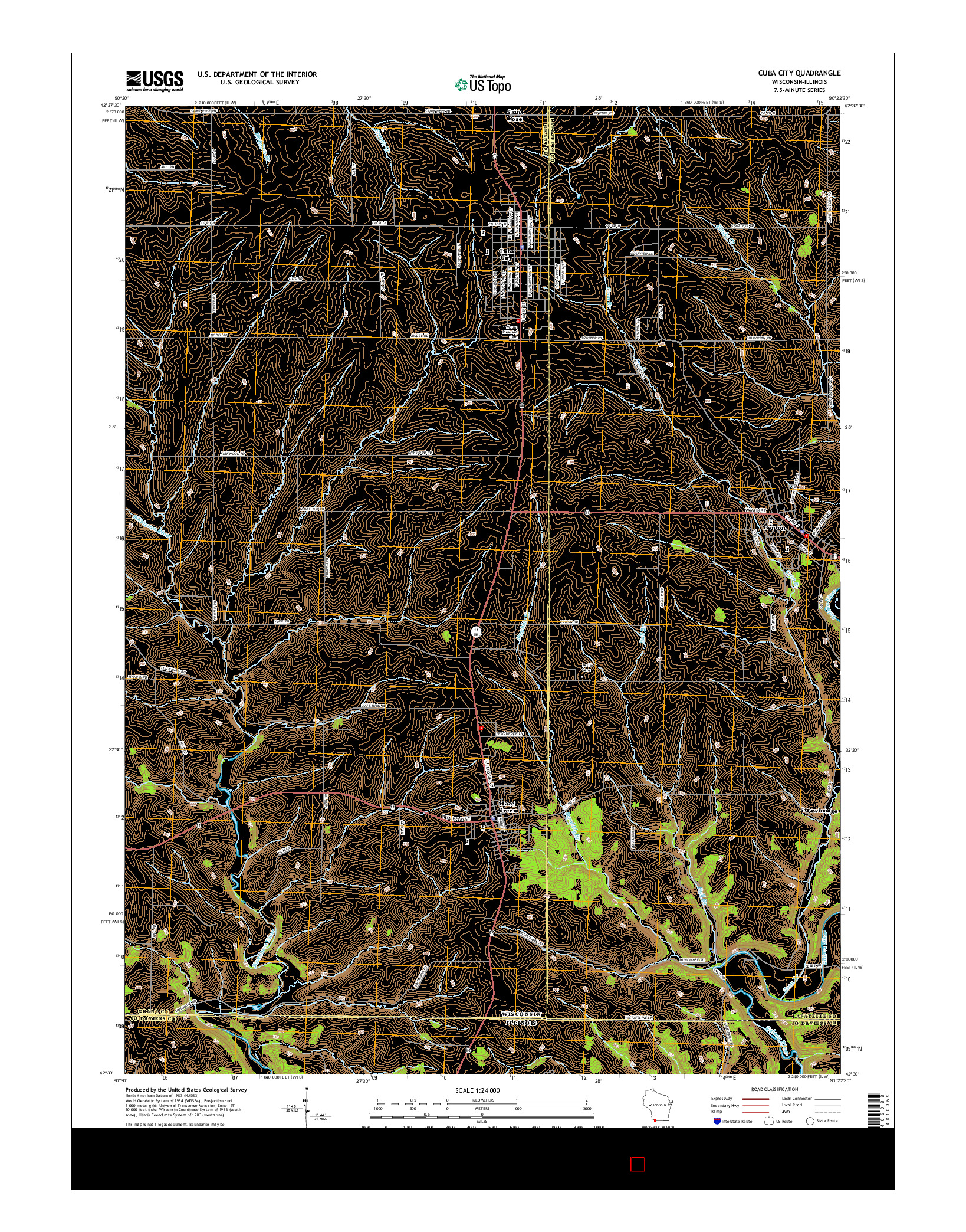 USGS US TOPO 7.5-MINUTE MAP FOR CUBA CITY, WI-IL 2016