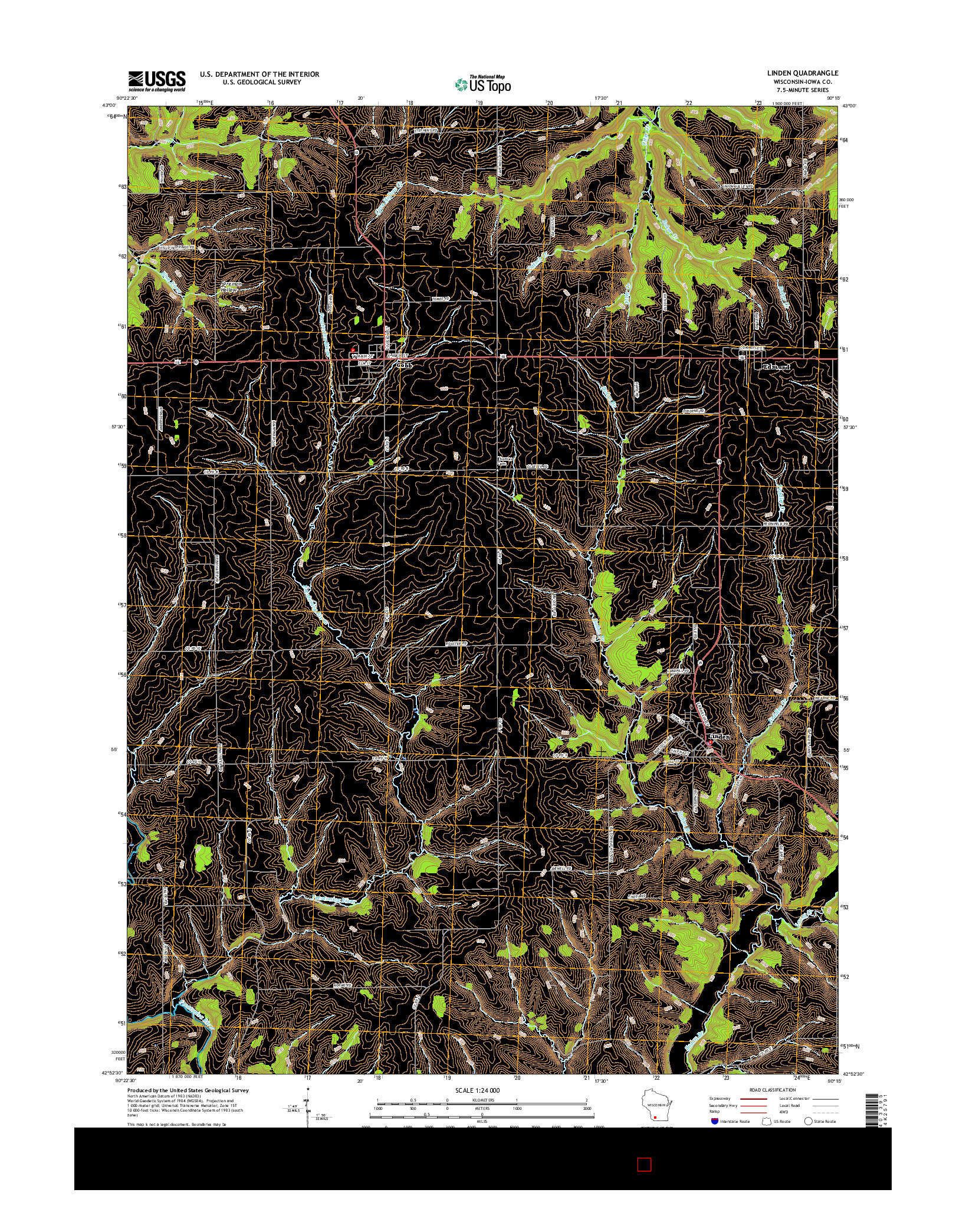 USGS US TOPO 7.5-MINUTE MAP FOR LINDEN, WI 2016