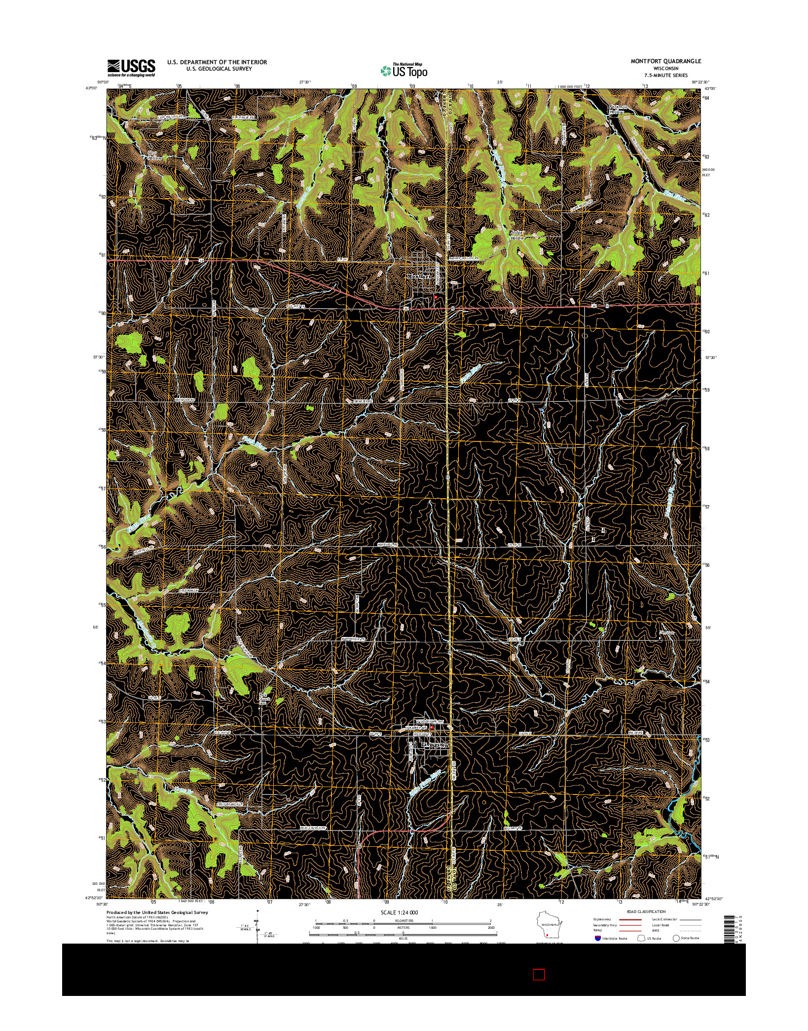 USGS US TOPO 7.5-MINUTE MAP FOR MONTFORT, WI 2016