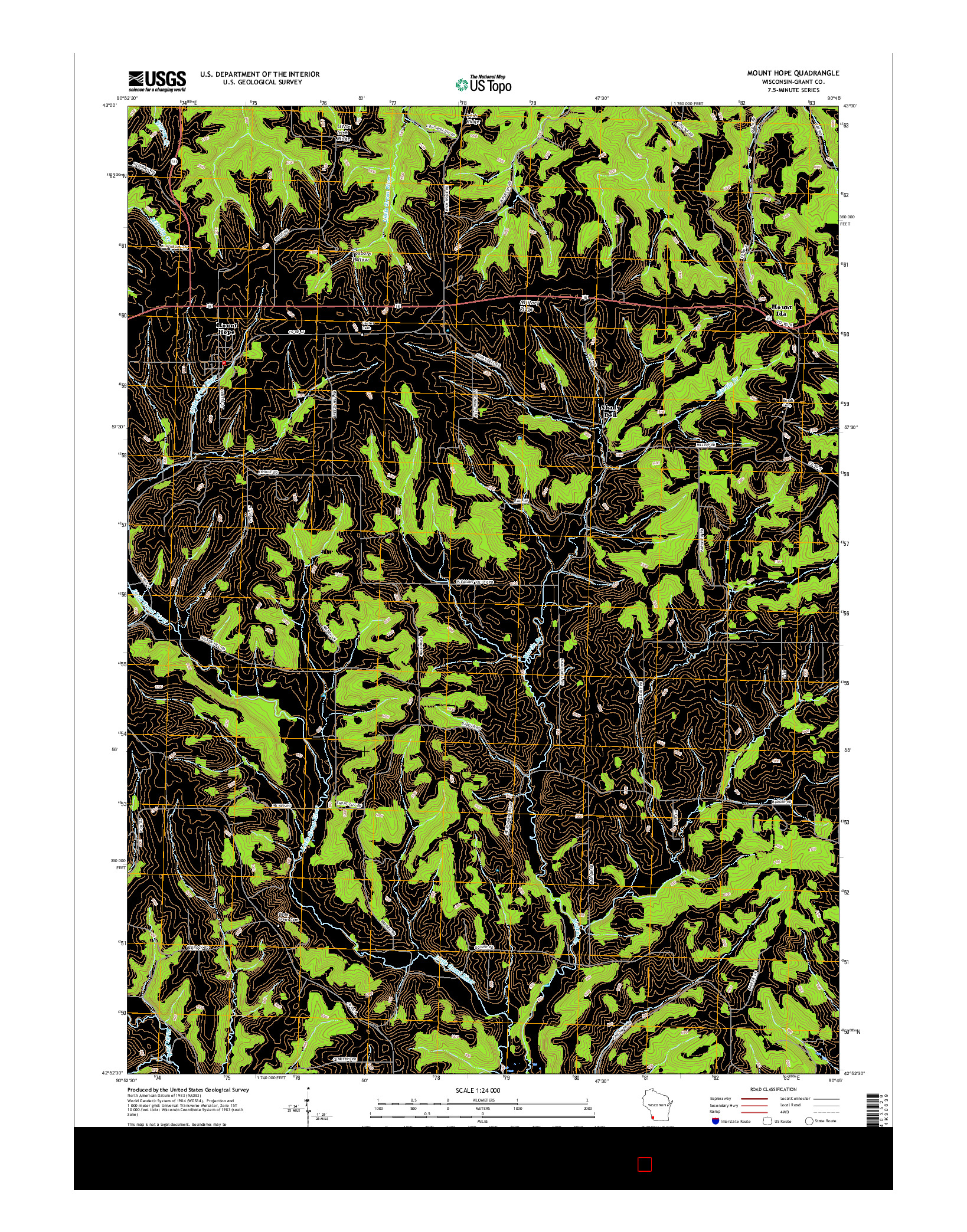 USGS US TOPO 7.5-MINUTE MAP FOR MOUNT HOPE, WI 2016