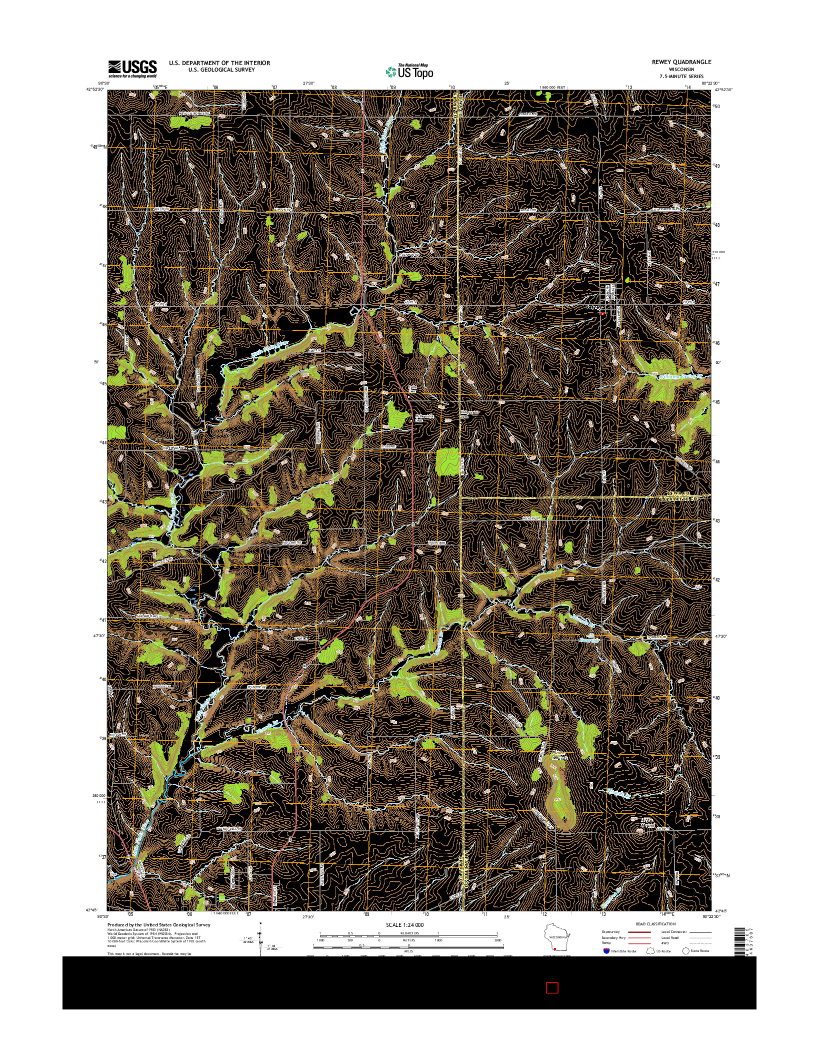 USGS US TOPO 7.5-MINUTE MAP FOR REWEY, WI 2016