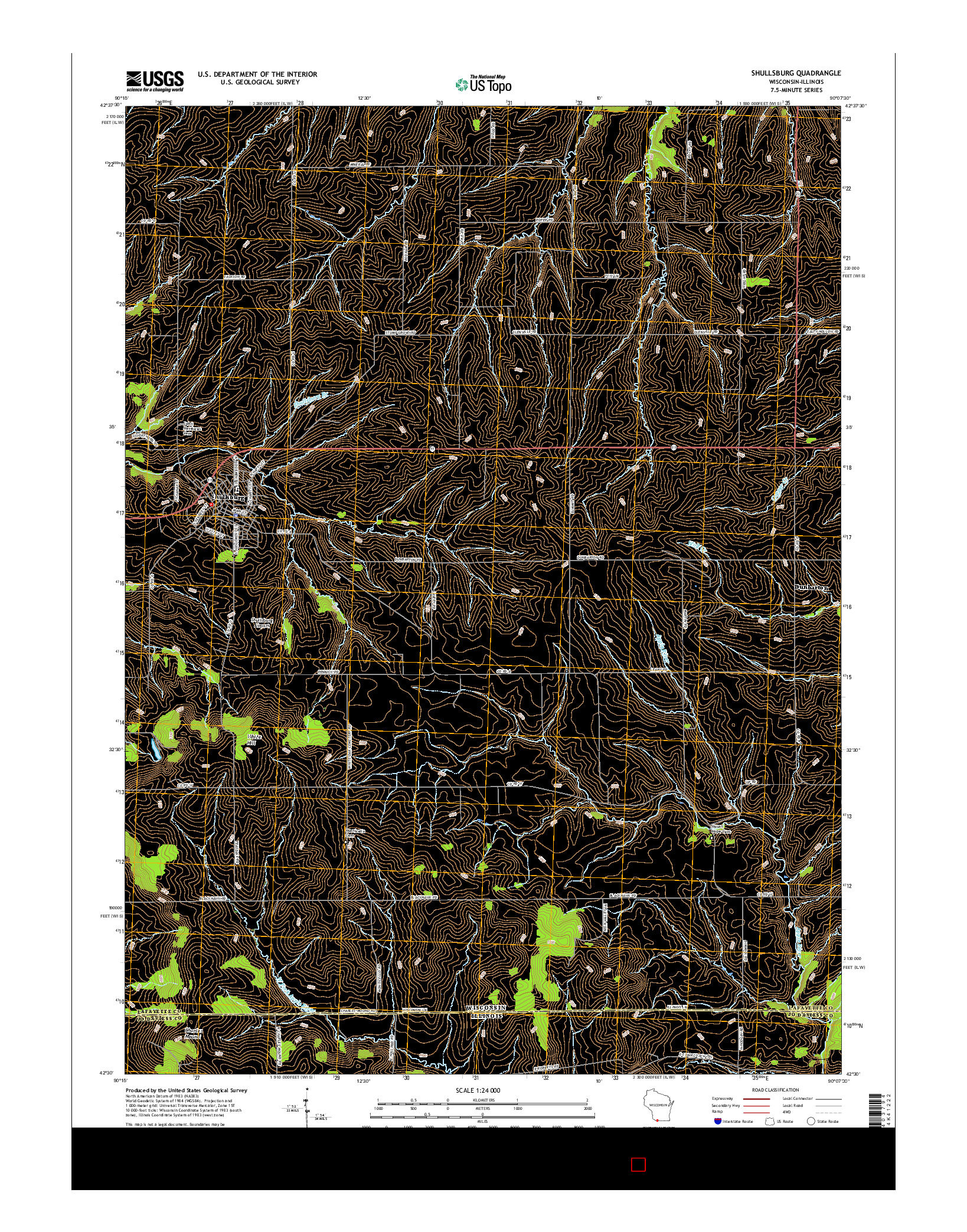 USGS US TOPO 7.5-MINUTE MAP FOR SHULLSBURG, WI-IL 2016