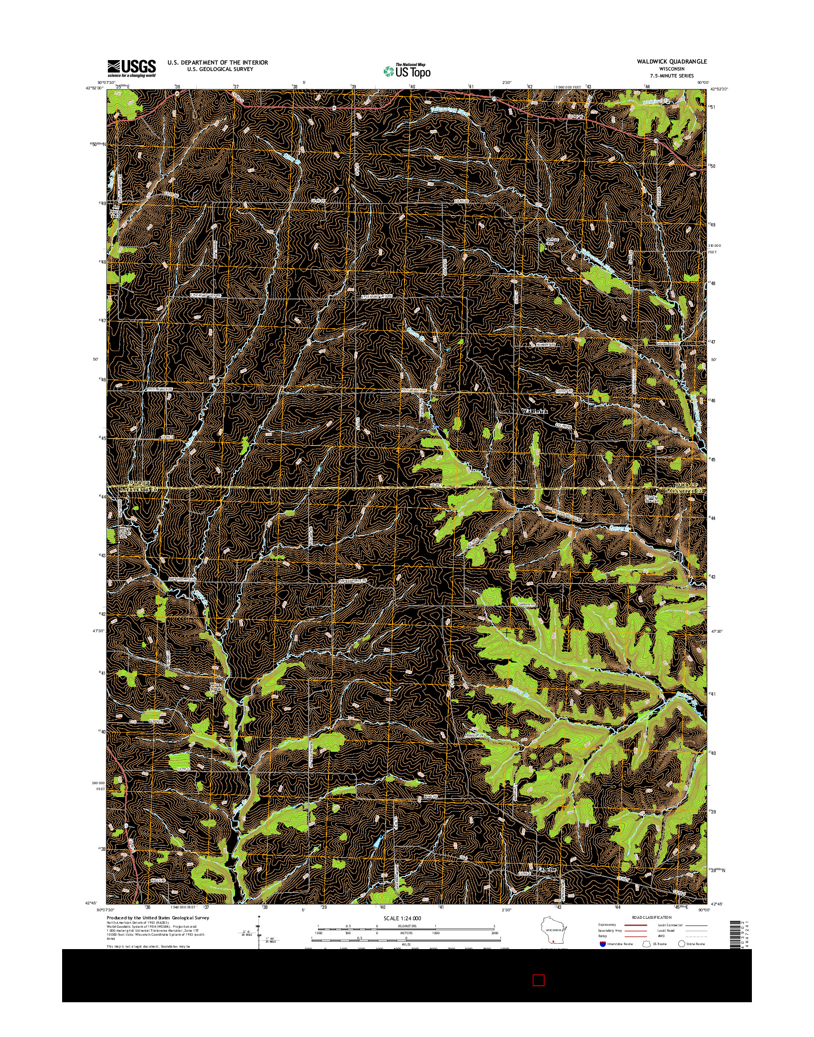 USGS US TOPO 7.5-MINUTE MAP FOR WALDWICK, WI 2016