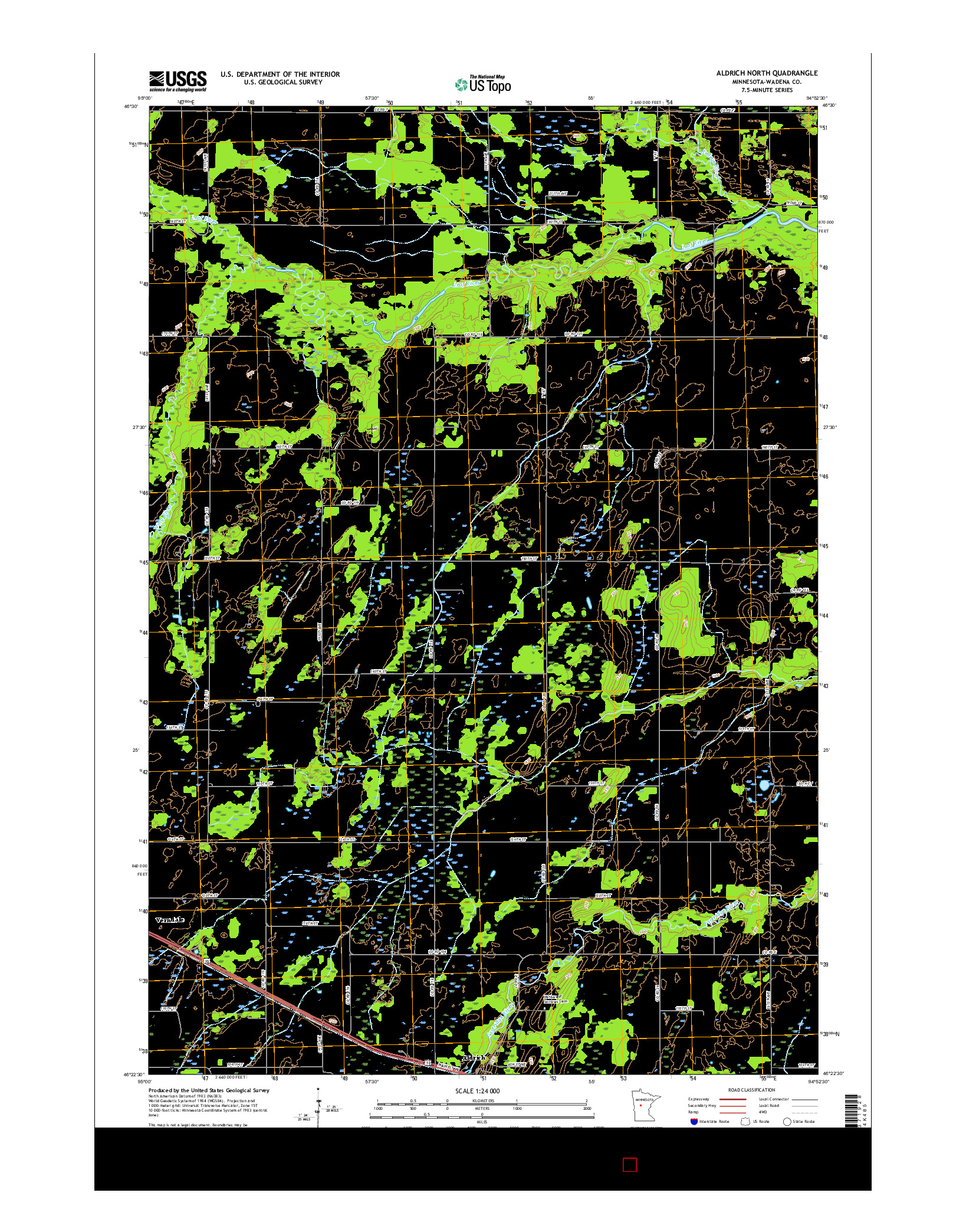 USGS US TOPO 7.5-MINUTE MAP FOR ALDRICH NORTH, MN 2016