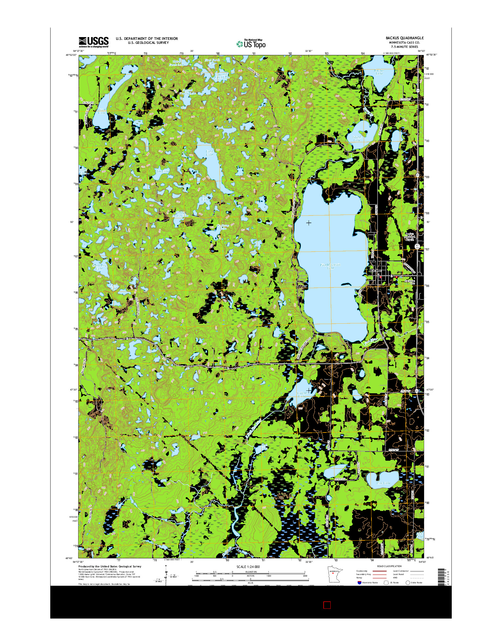 USGS US TOPO 7.5-MINUTE MAP FOR BACKUS, MN 2016