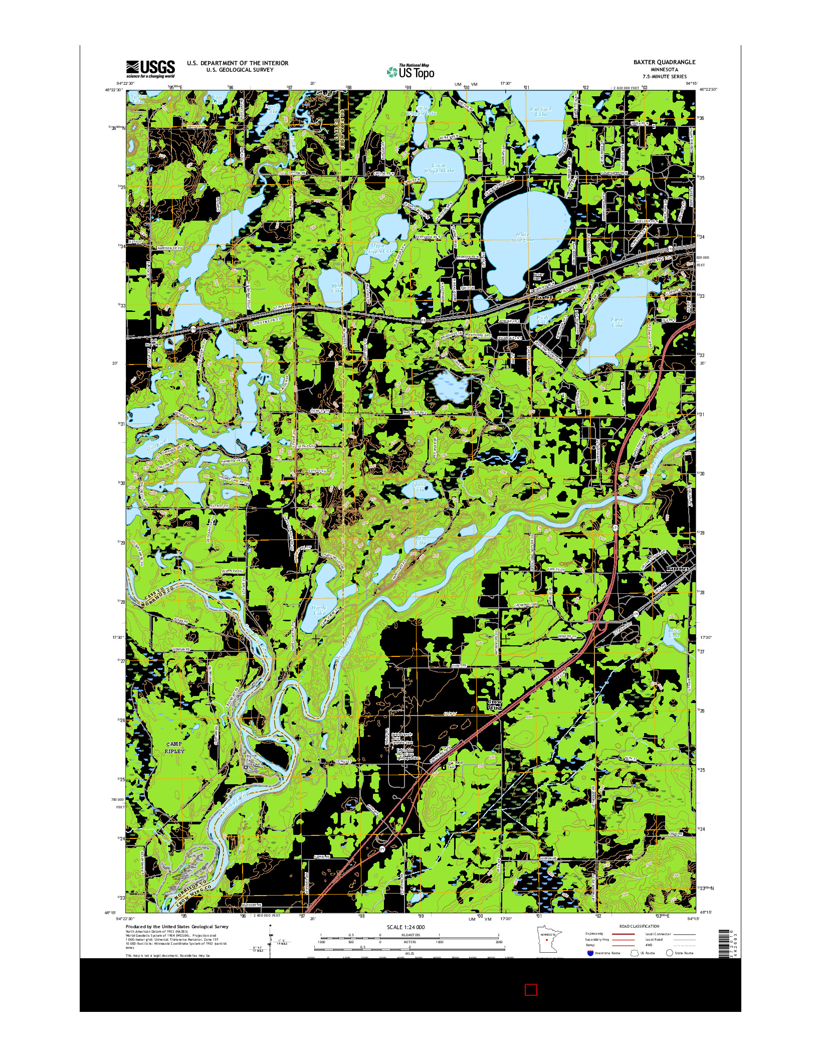 USGS US TOPO 7.5-MINUTE MAP FOR BAXTER, MN 2016