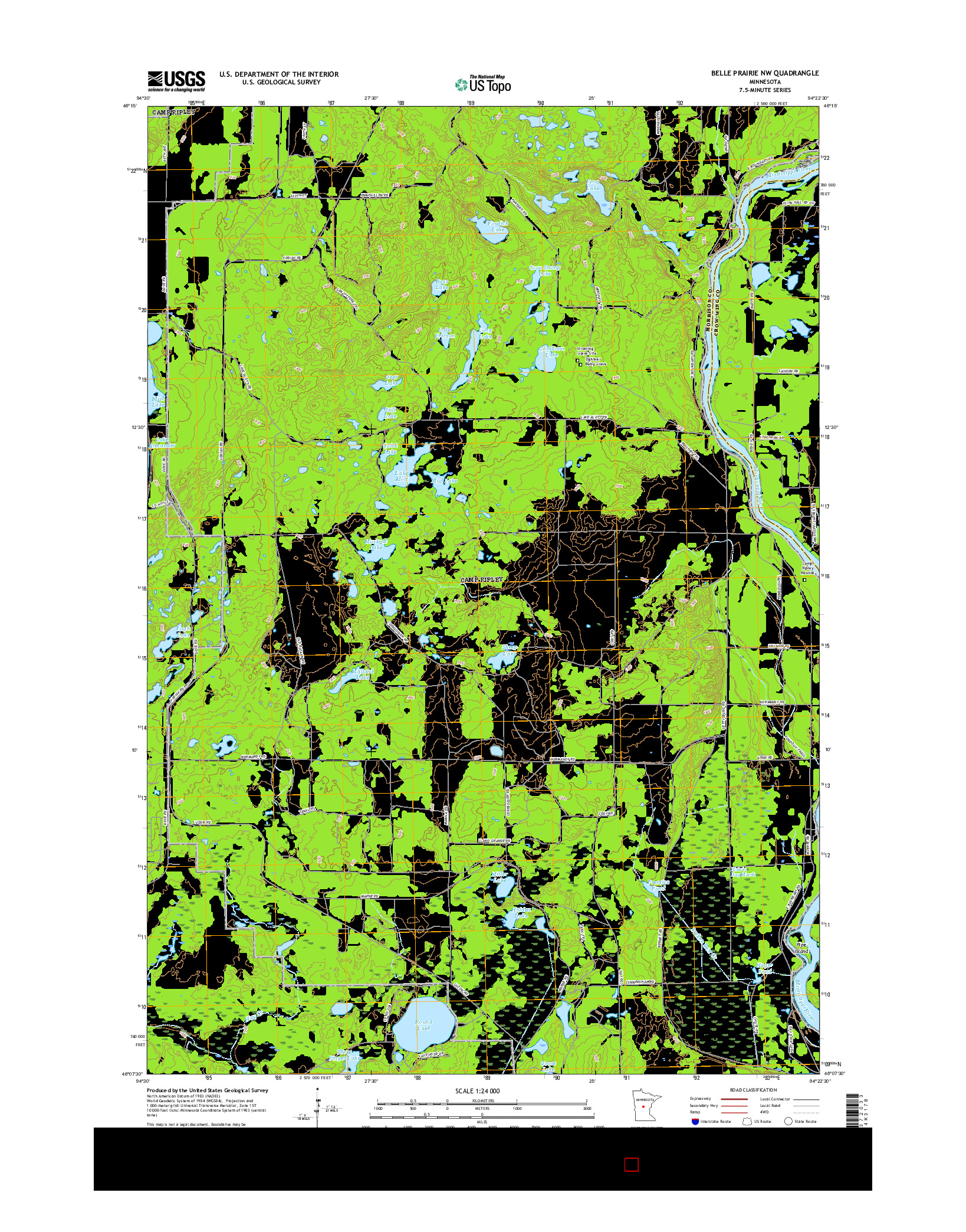 USGS US TOPO 7.5-MINUTE MAP FOR BELLE PRAIRIE NW, MN 2016