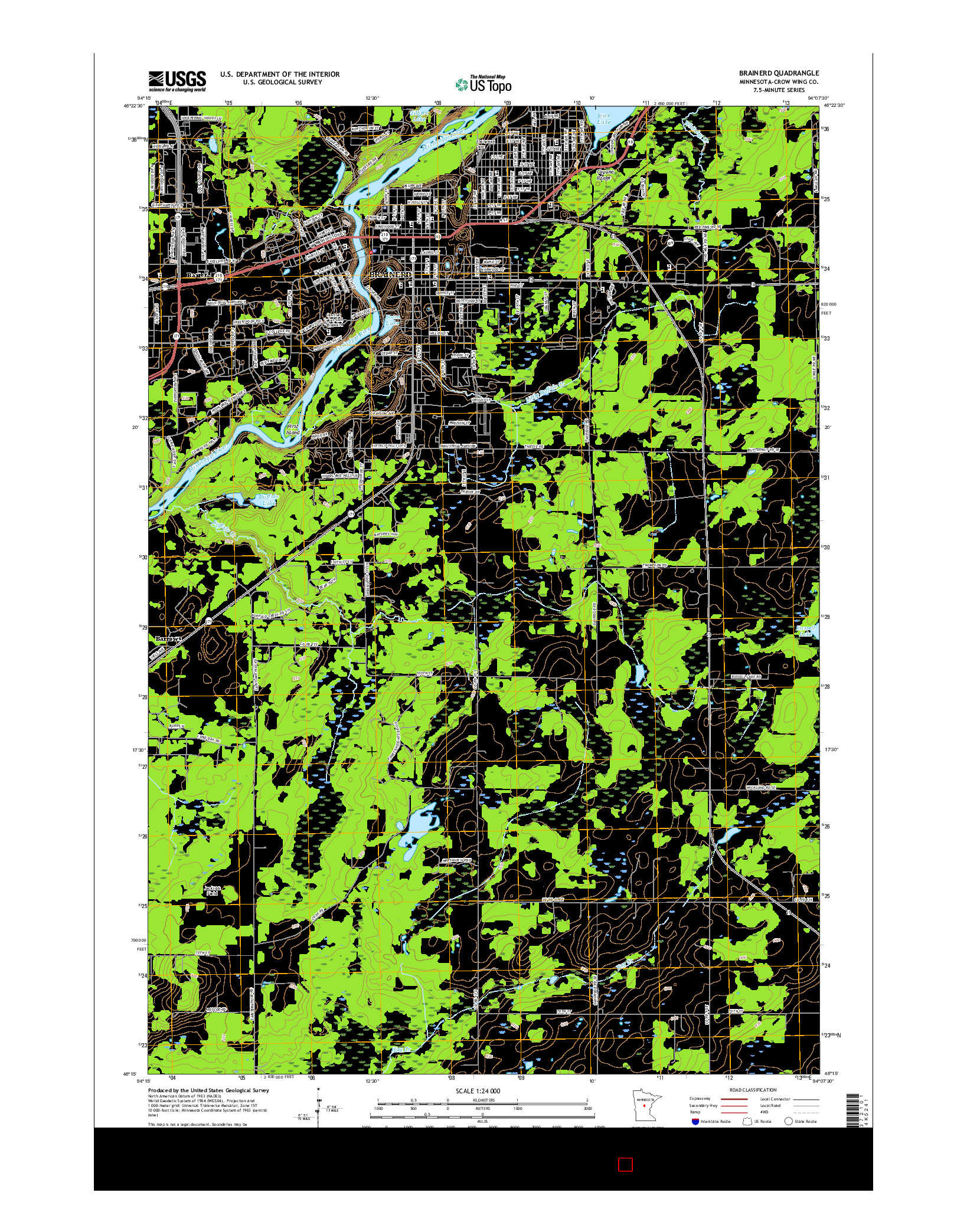 USGS US TOPO 7.5-MINUTE MAP FOR BRAINERD, MN 2016