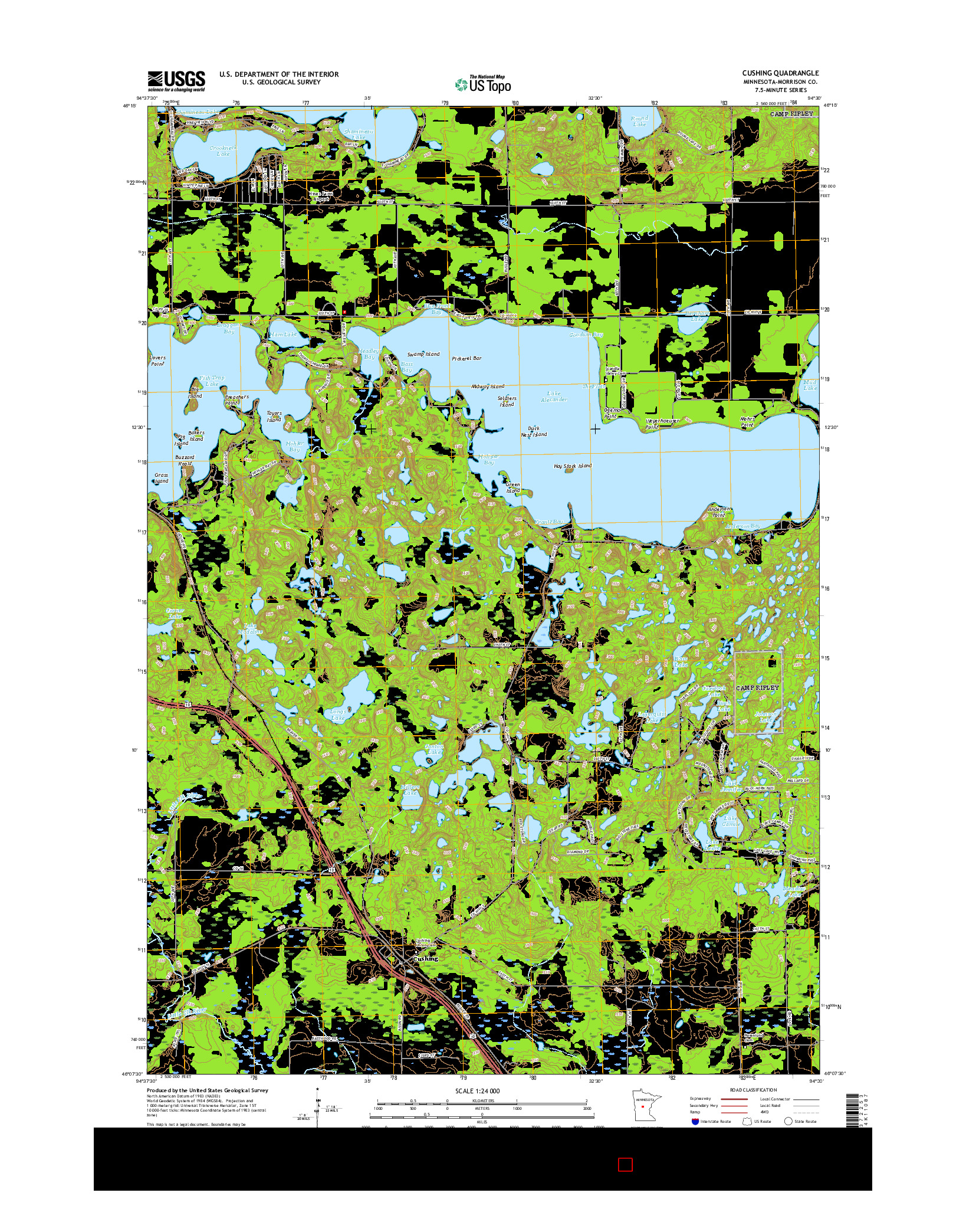 USGS US TOPO 7.5-MINUTE MAP FOR CUSHING, MN 2016