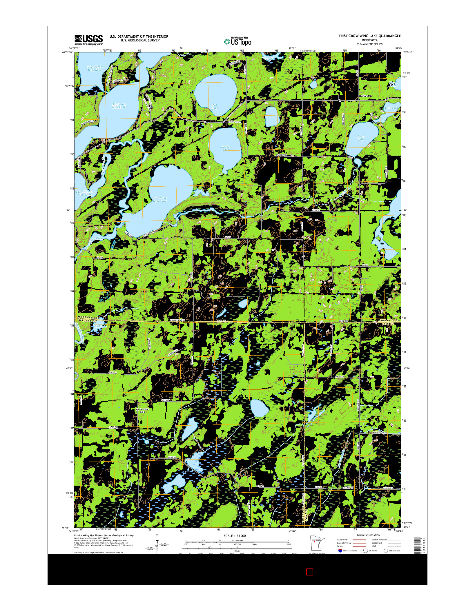 USGS US TOPO 7.5-MINUTE MAP FOR FIRST CROW WING LAKE, MN 2016
