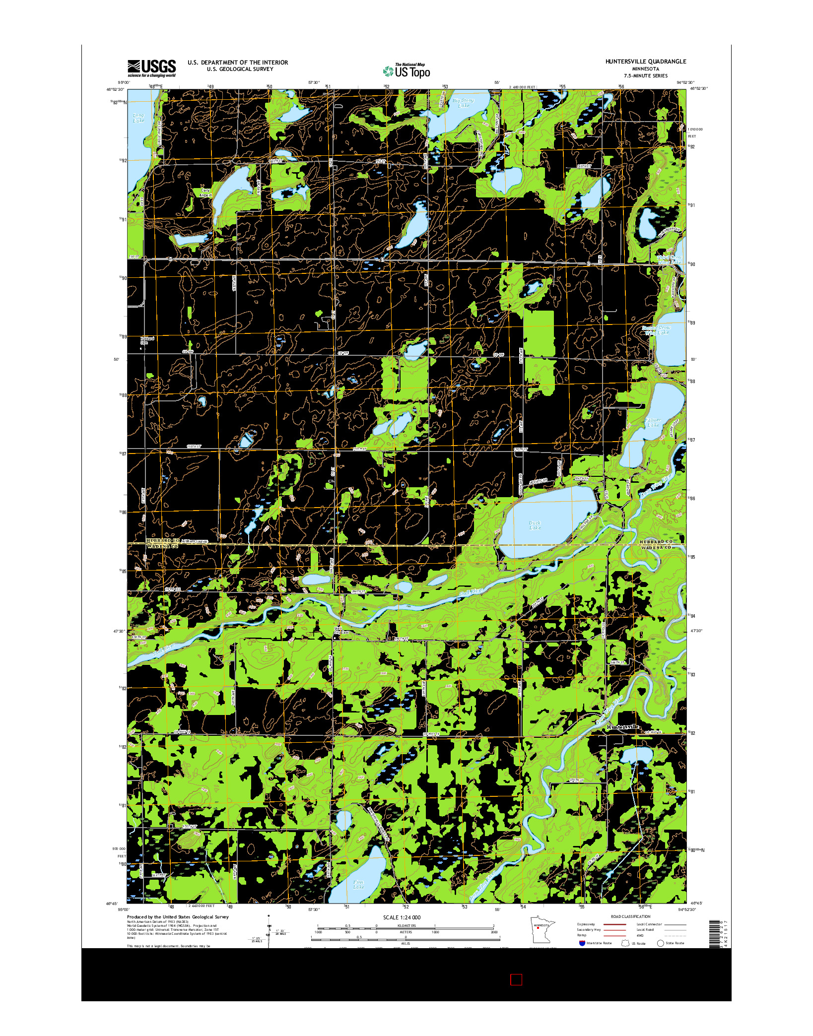 USGS US TOPO 7.5-MINUTE MAP FOR HUNTERSVILLE, MN 2016